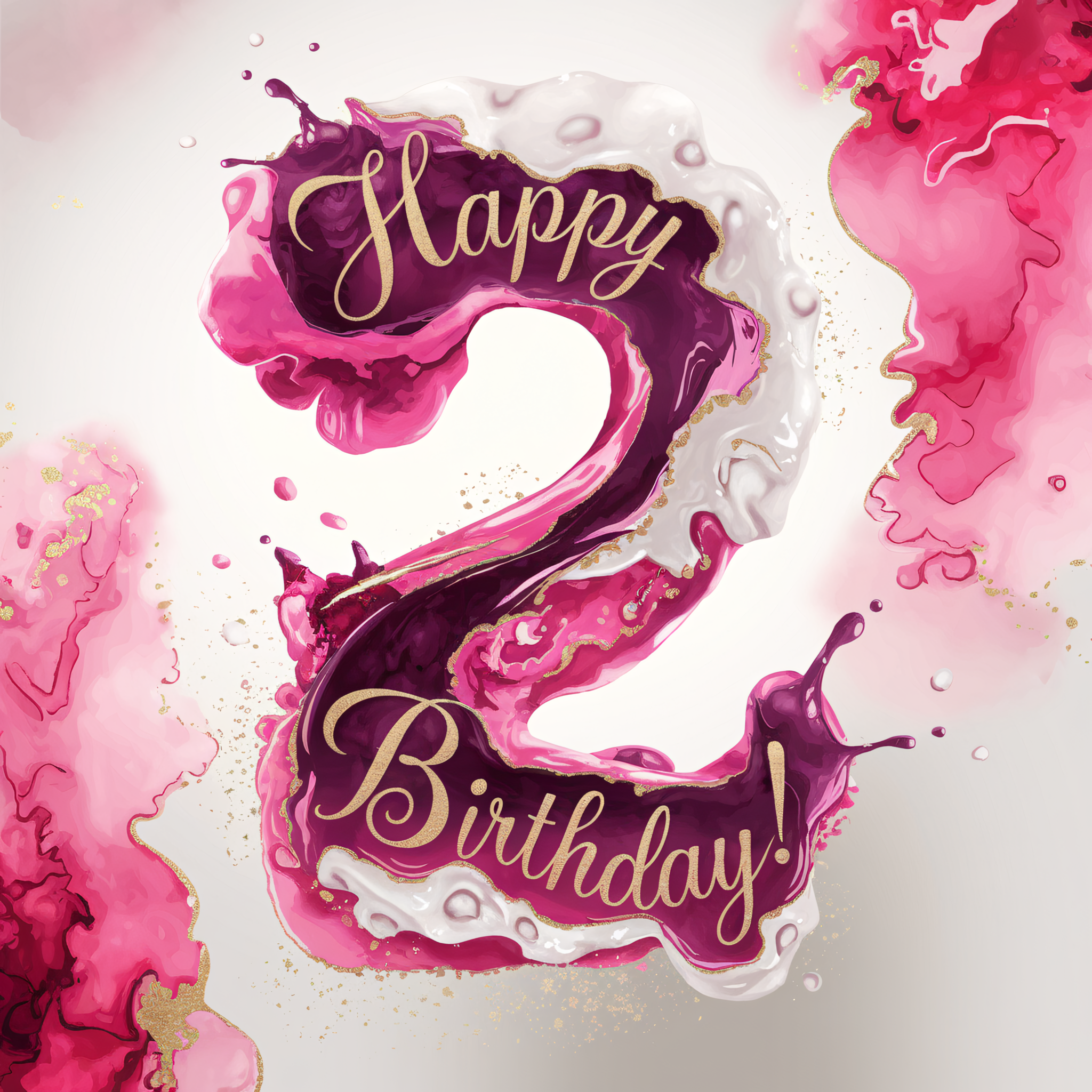 Happy 2nd Birthday Watercolor Design