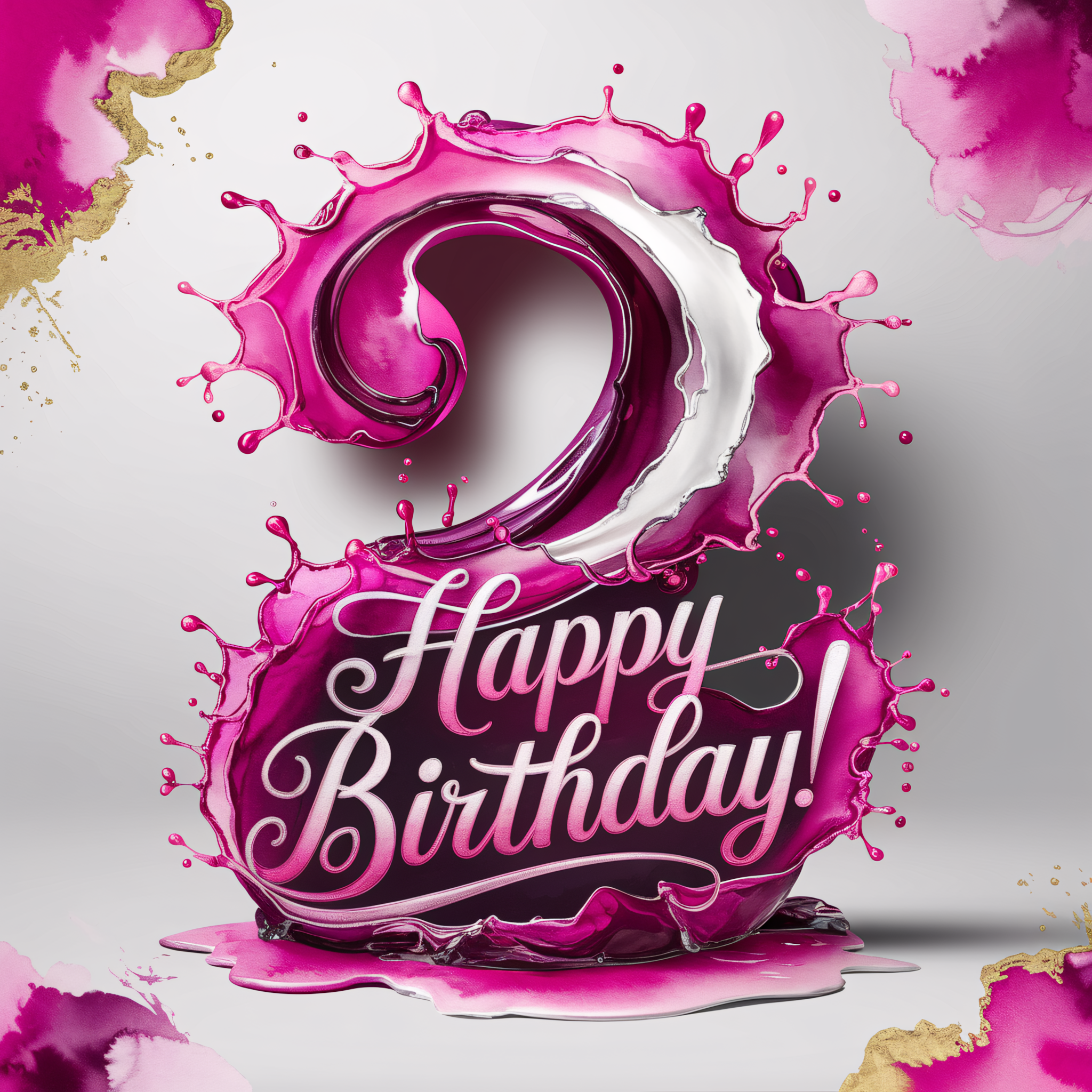 Happy Birthday Two Watercolor Splash Design