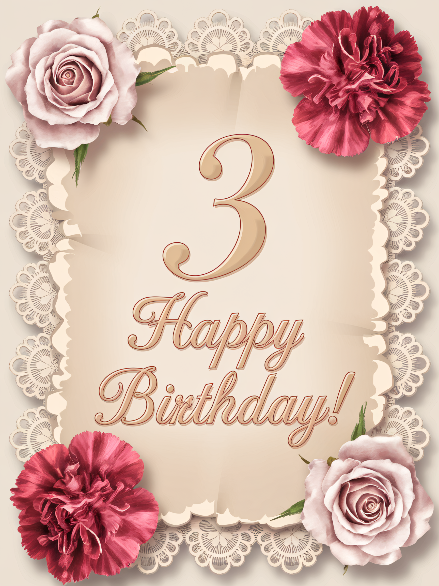 Third Birthday Floral Card Design