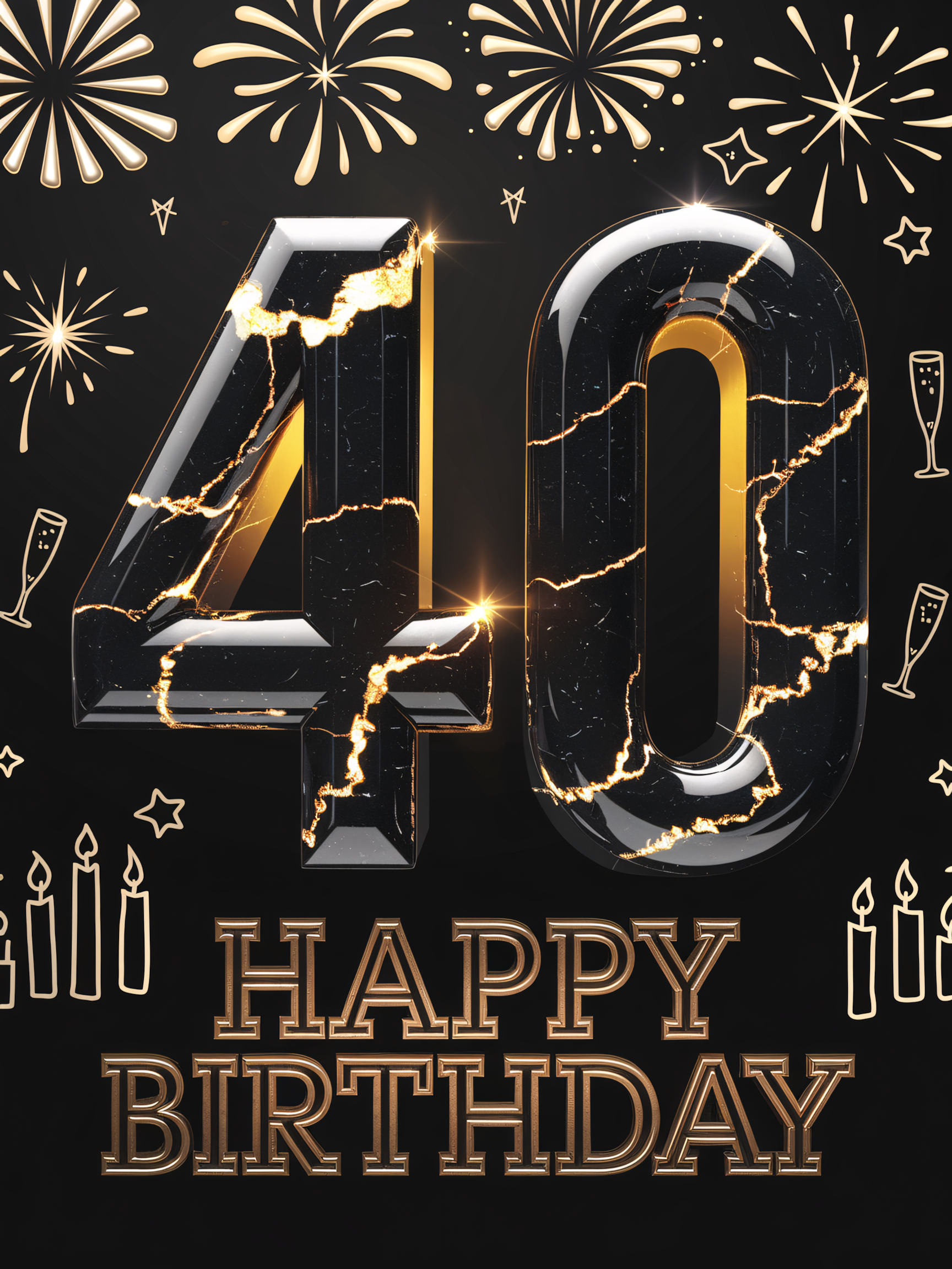40th Birthday: Elegant Marble and Gold Design