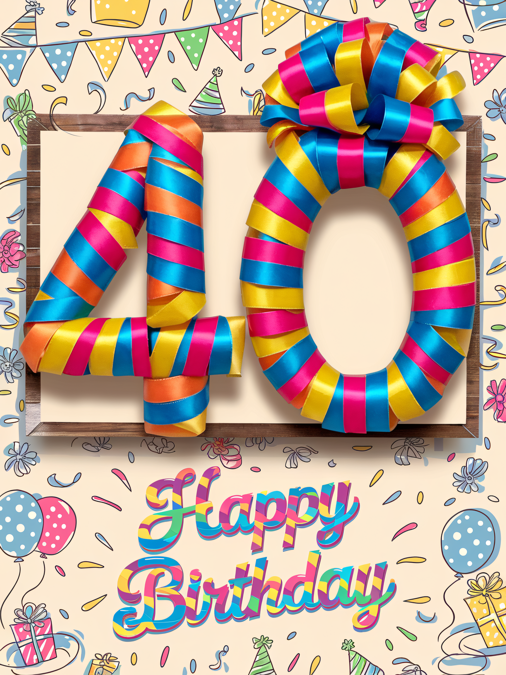 Happy 40th Birthday! Festive Ribbon Design