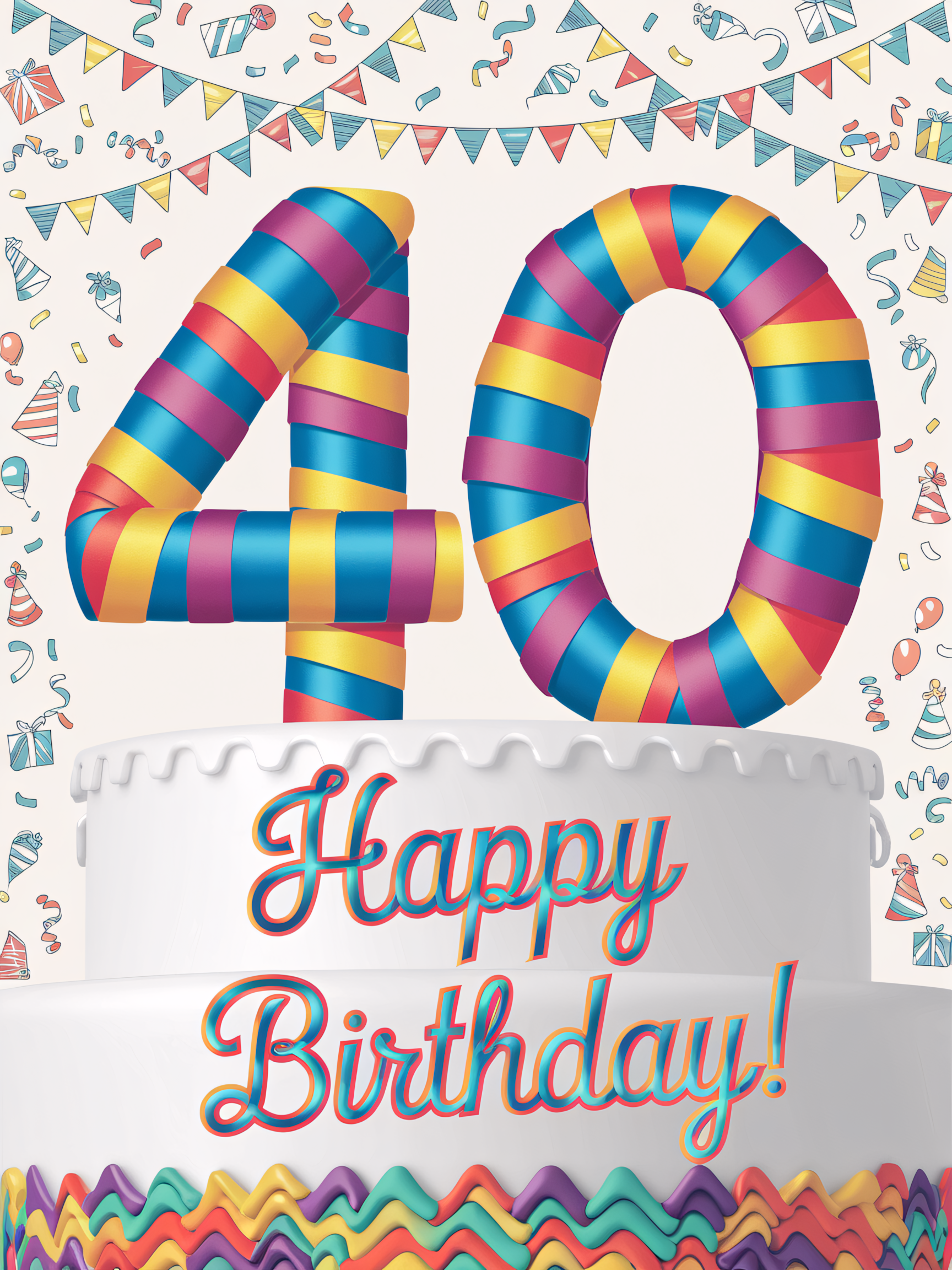 Festive 40th Birthday Cake Design