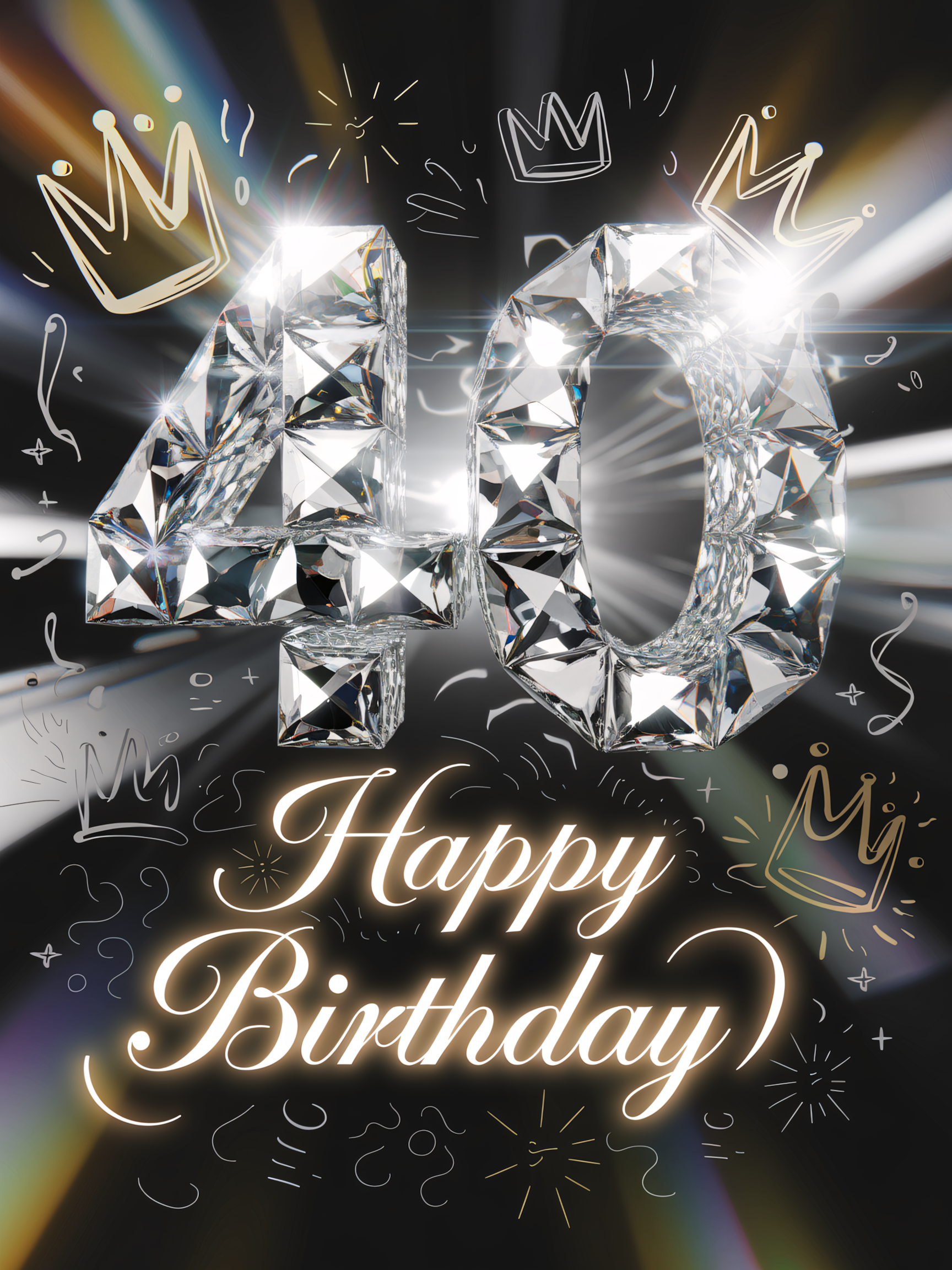 Sparkling Diamond Number 40 Happy Birthday Card