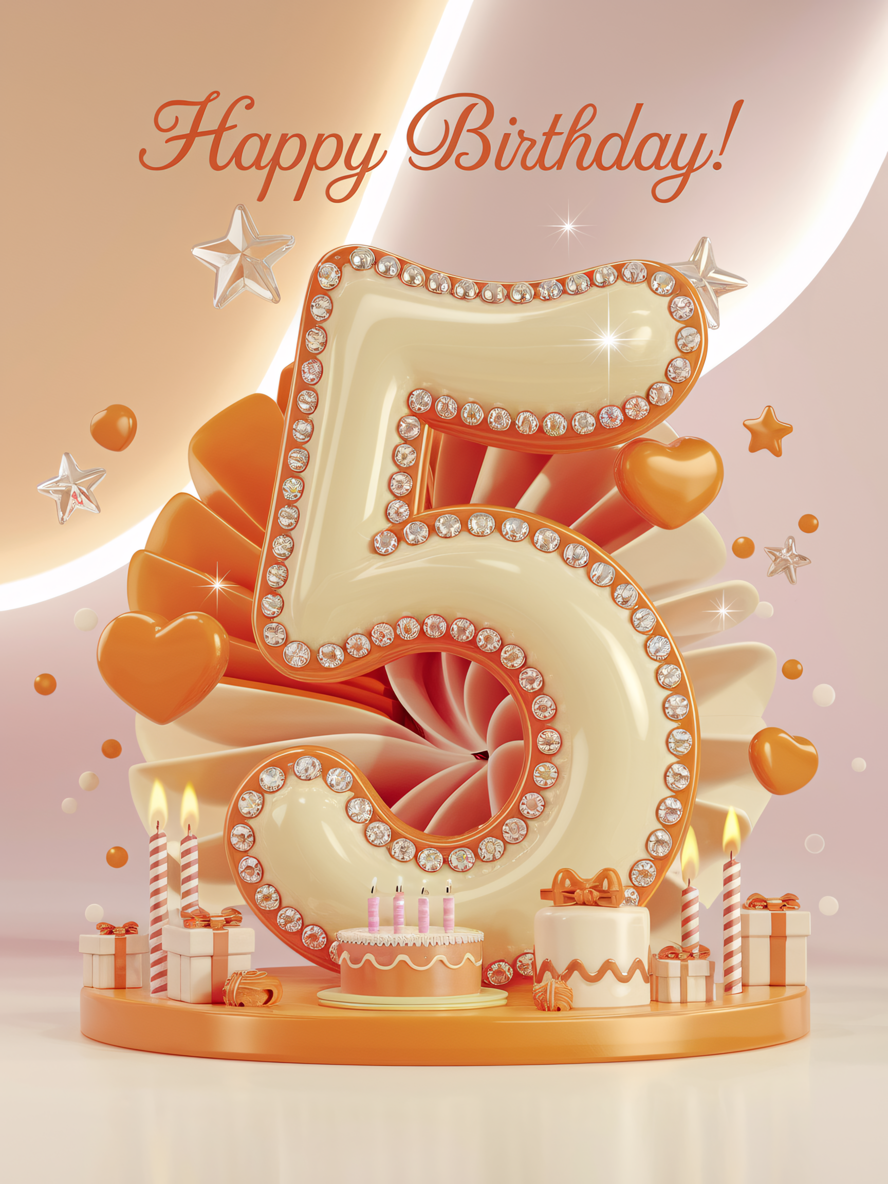 Sparkling 5th Birthday Cake