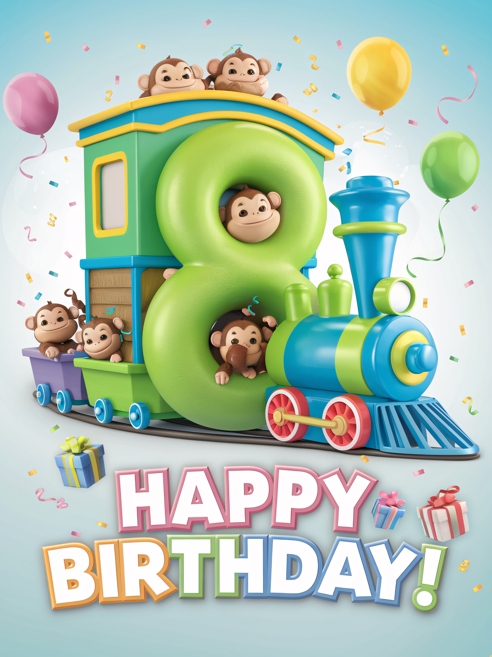 8th Birthday Monkey Train