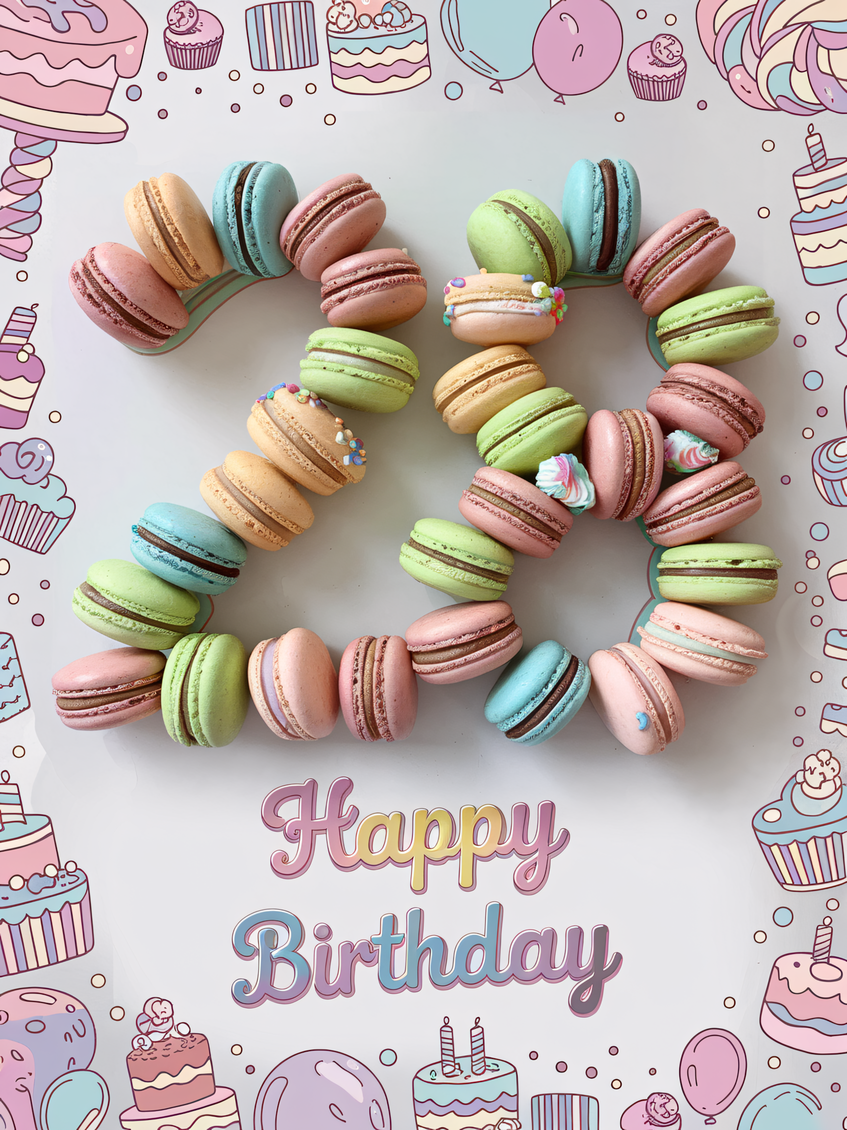 Happy 28th Birthday: Colorful Macarons Arrangement