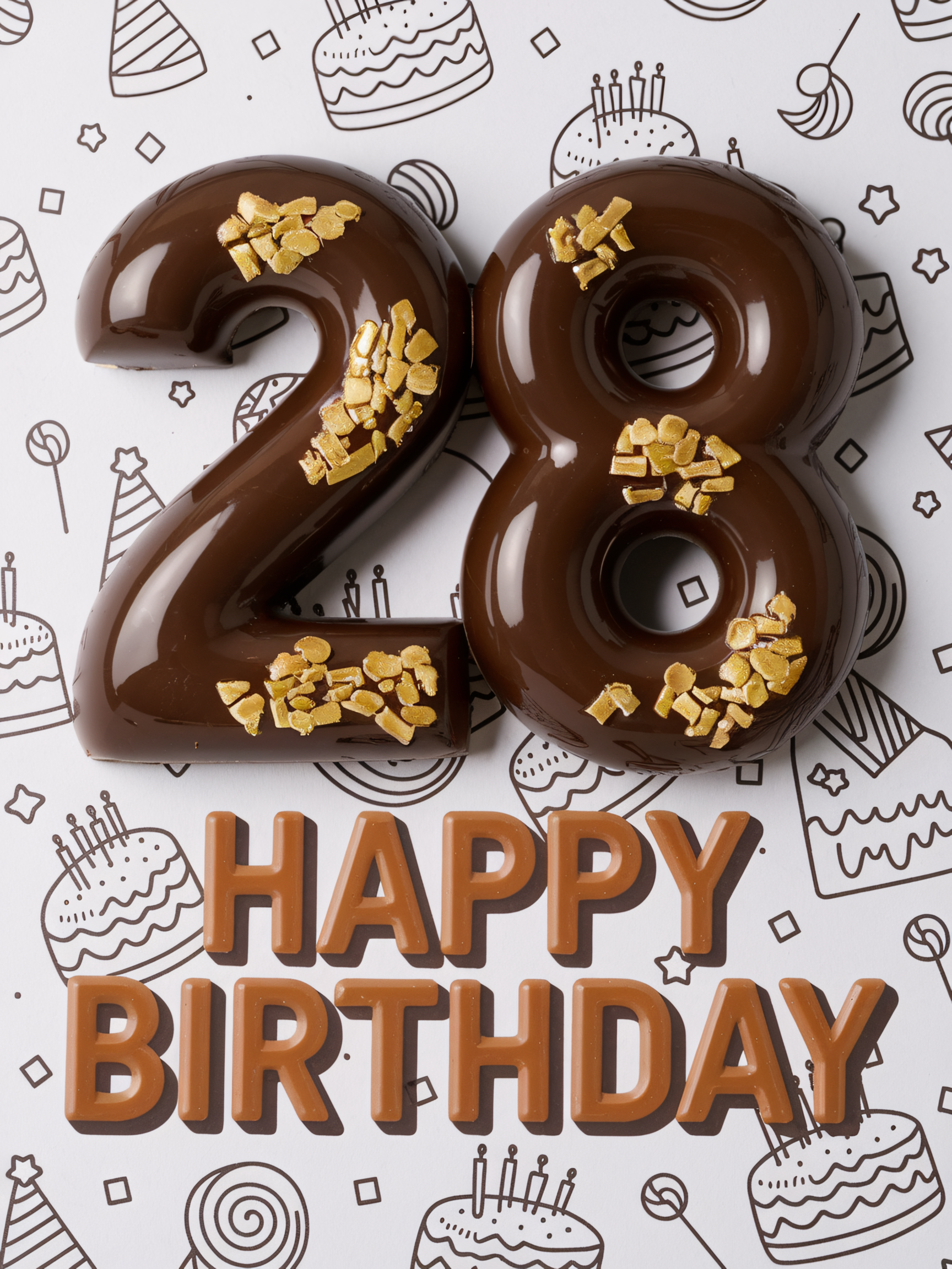 Happy 28th Birthday Chocolate Number Cake