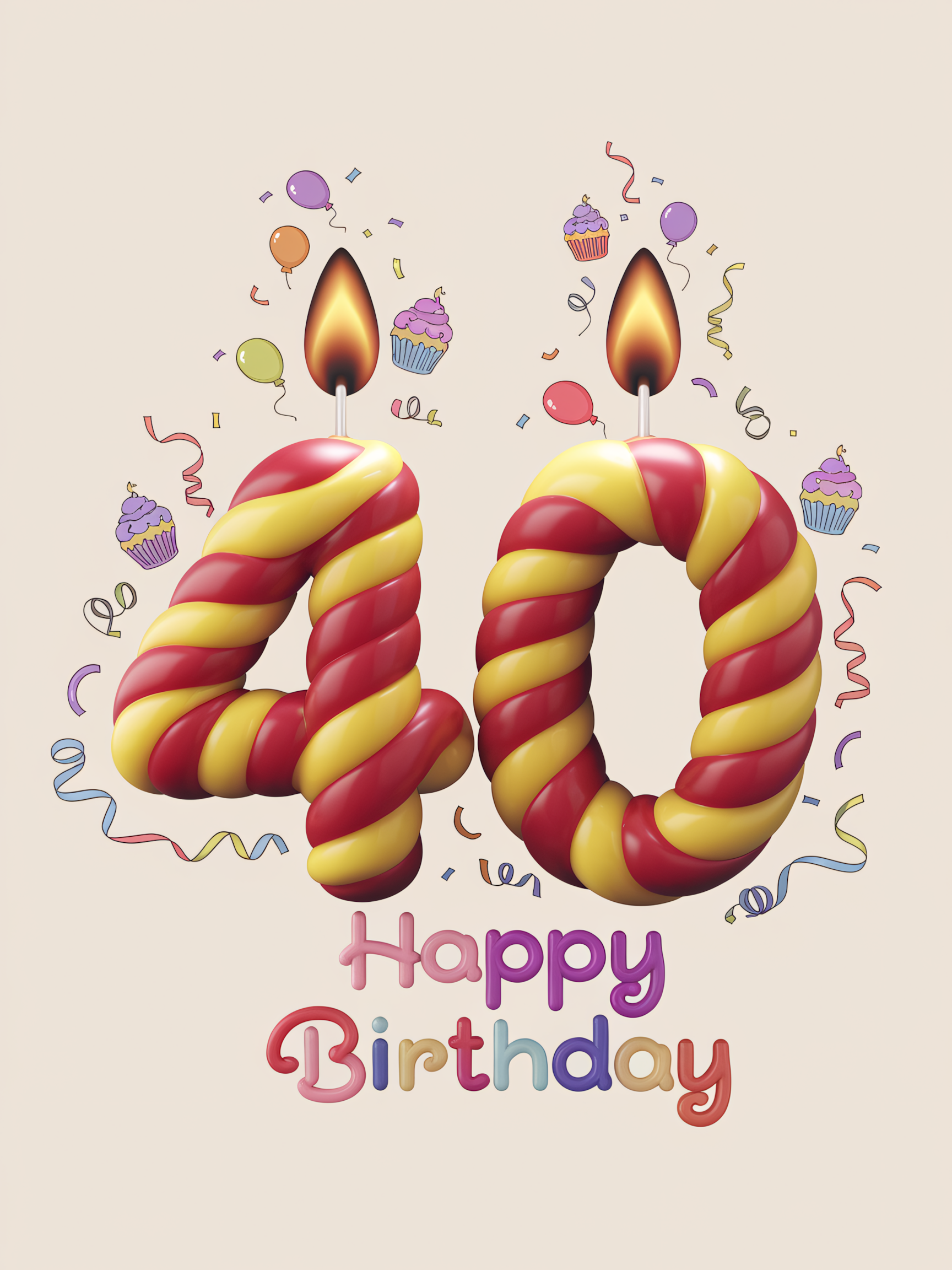 40th Birthday Celebration: Festive Number Candles