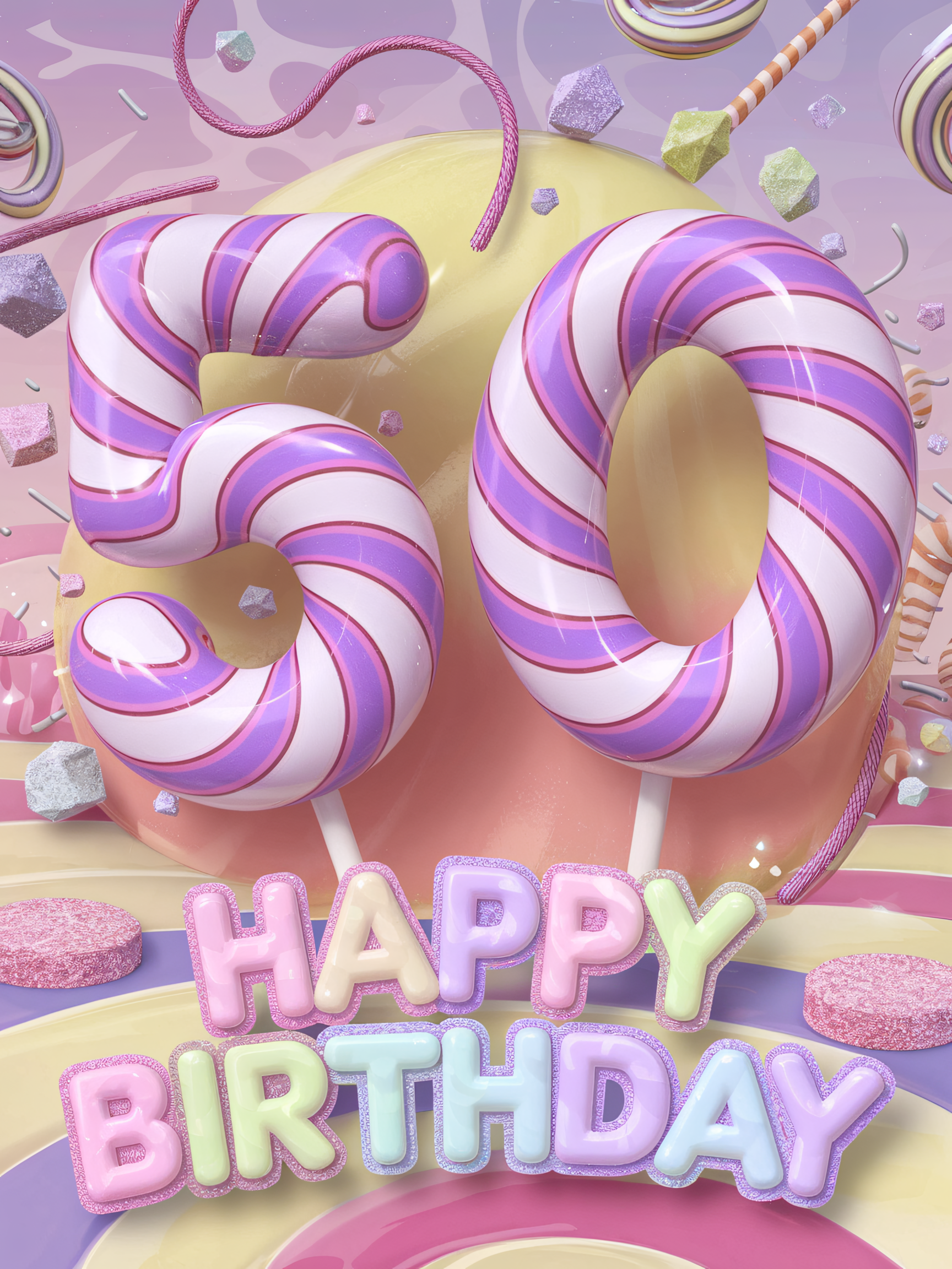 Happy 50th Birthday Candy Lollipop Design