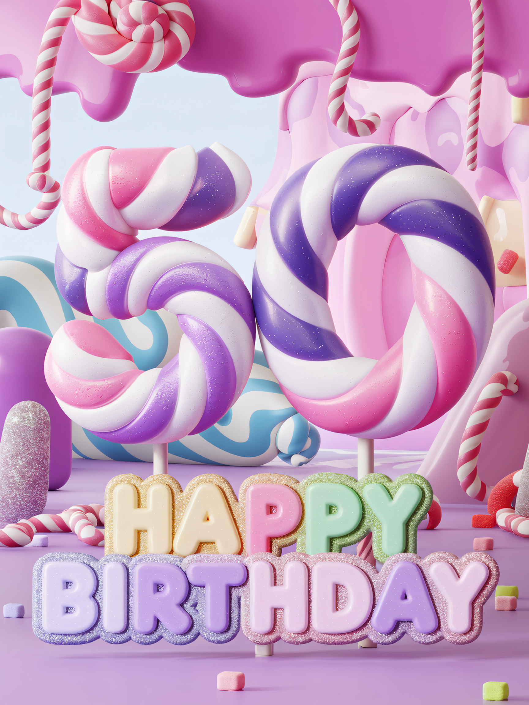 Whimsical 50th Birthday Candyland Scene