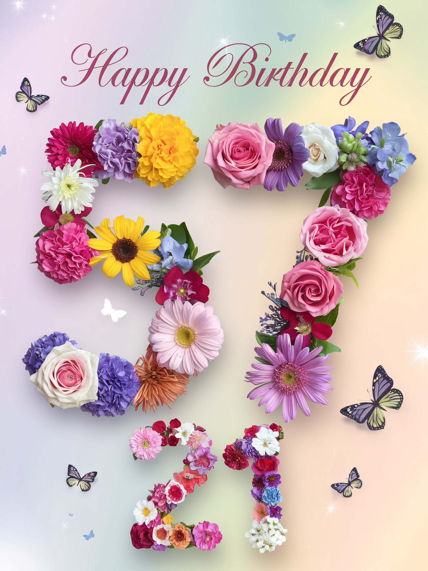Happy 57th Birthday Floral Greeting Card