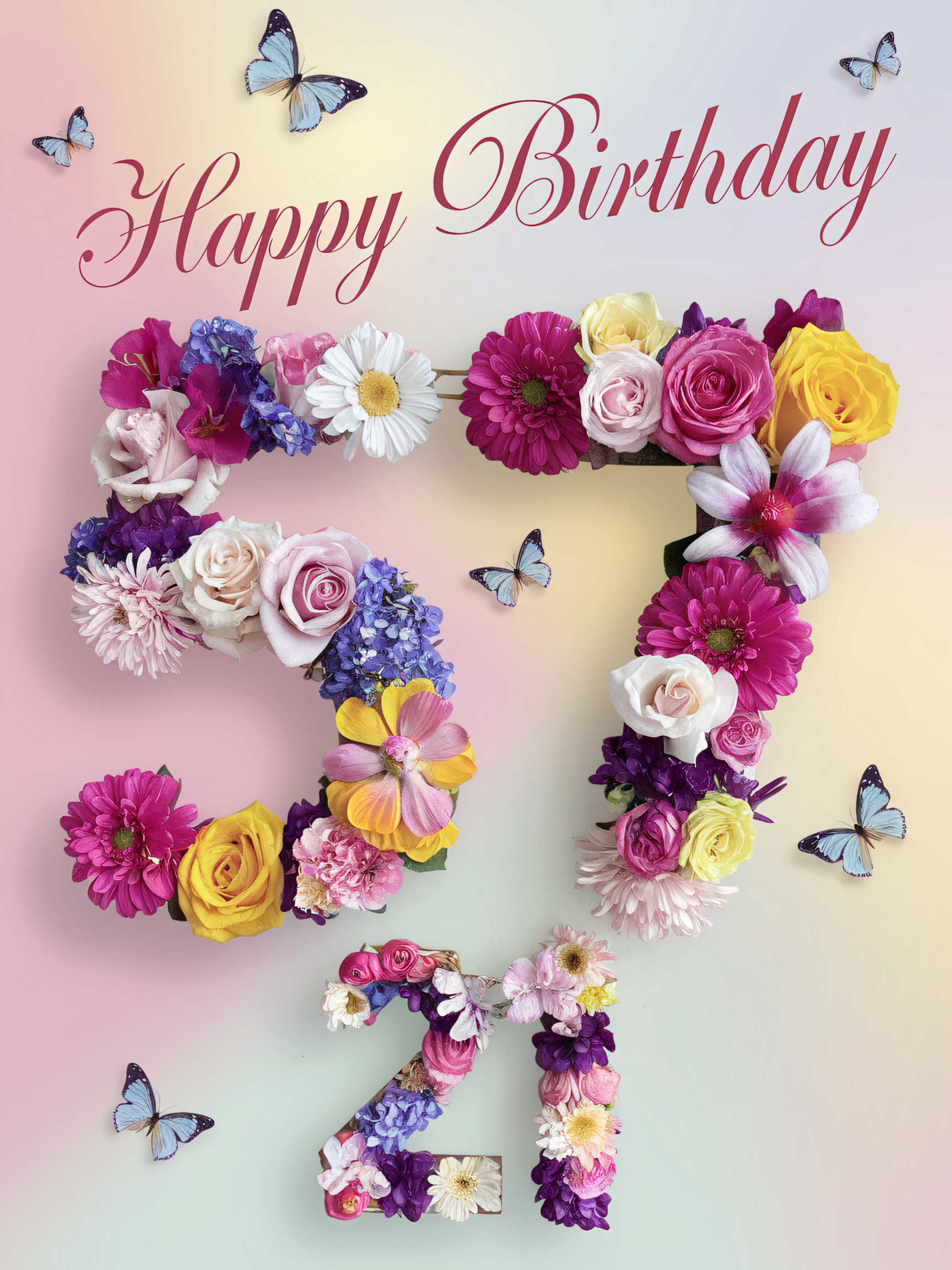 Happy 57th Birthday Floral Card