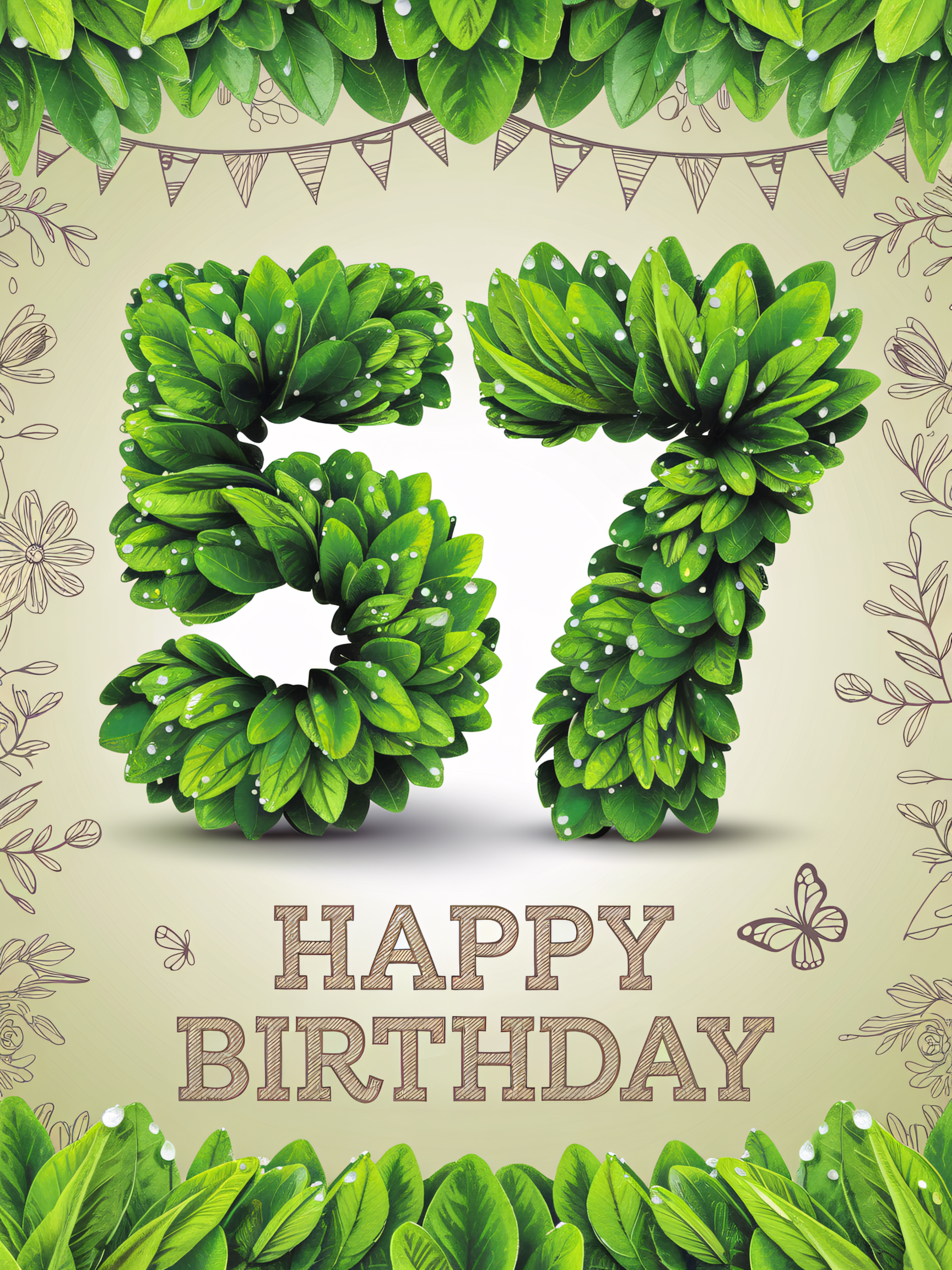 57th Birthday Floral Greeting Card