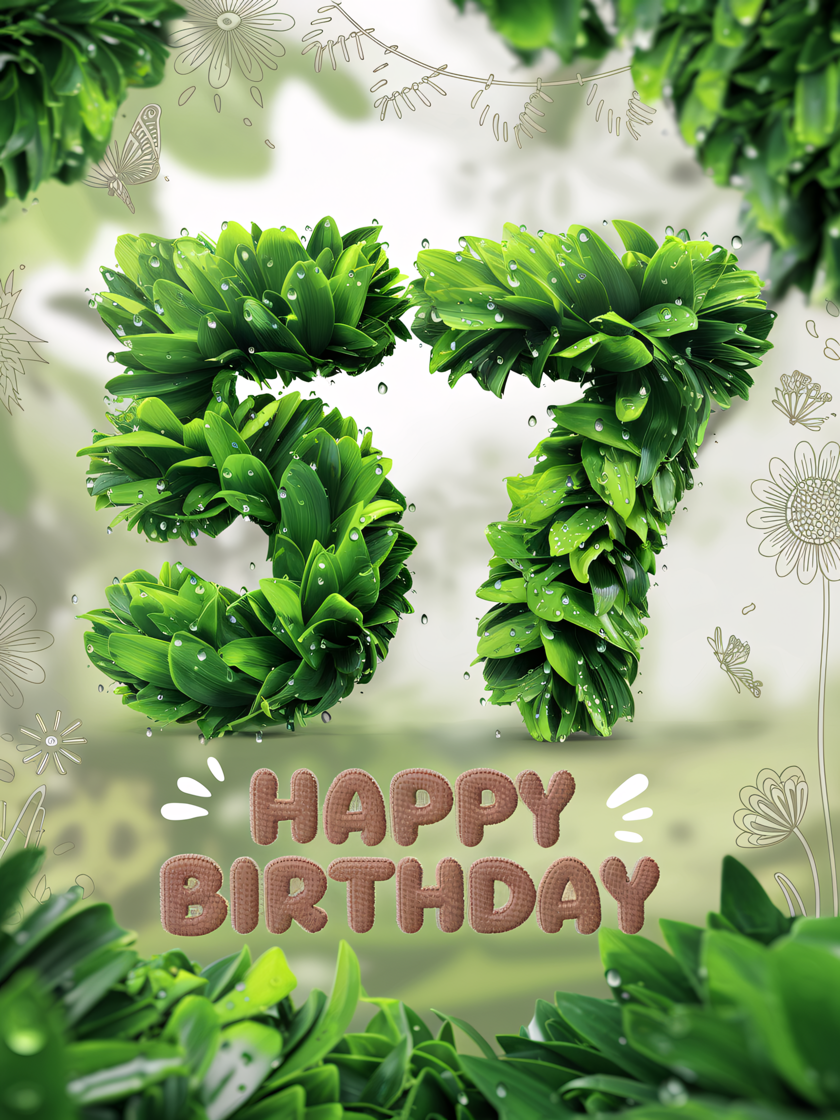 57th Birthday Floral Greeting Card