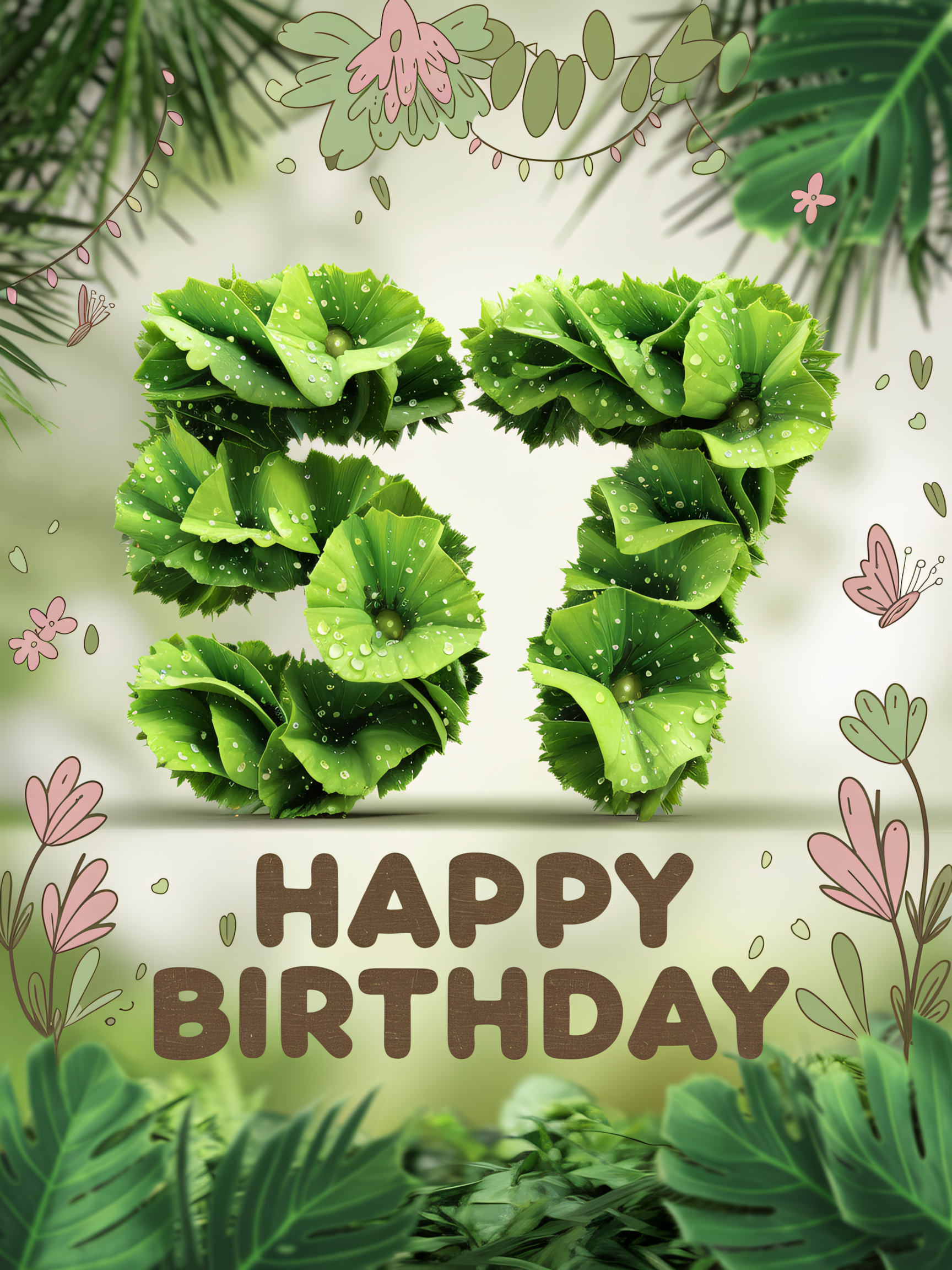 57th Birthday: Lush Greenery Celebration