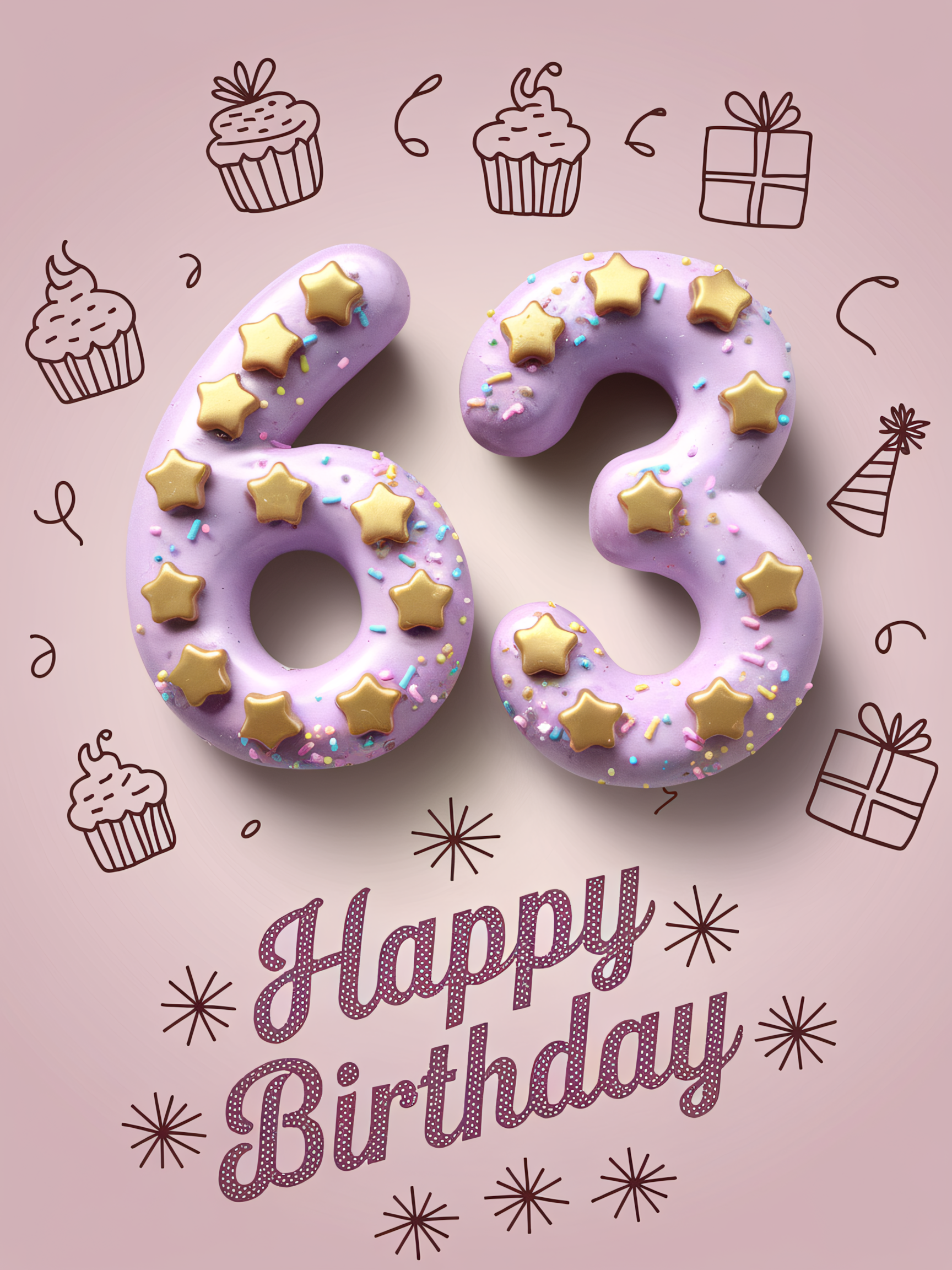Free Download Happy 63rd Birthday Cake Number