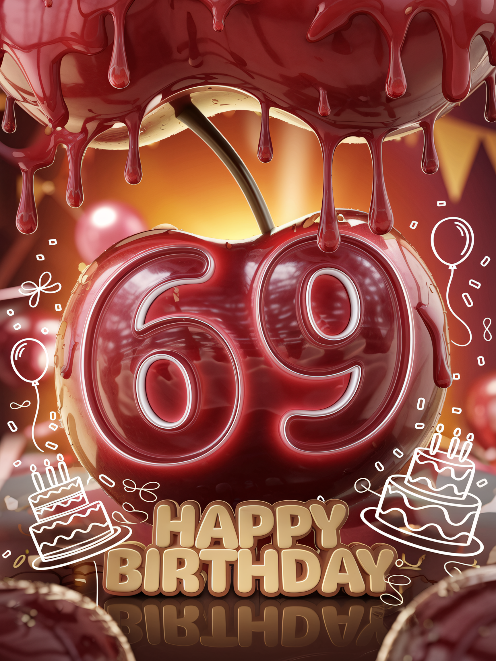 Free Download 69th Birthday Cherry Delight: A 3D Render