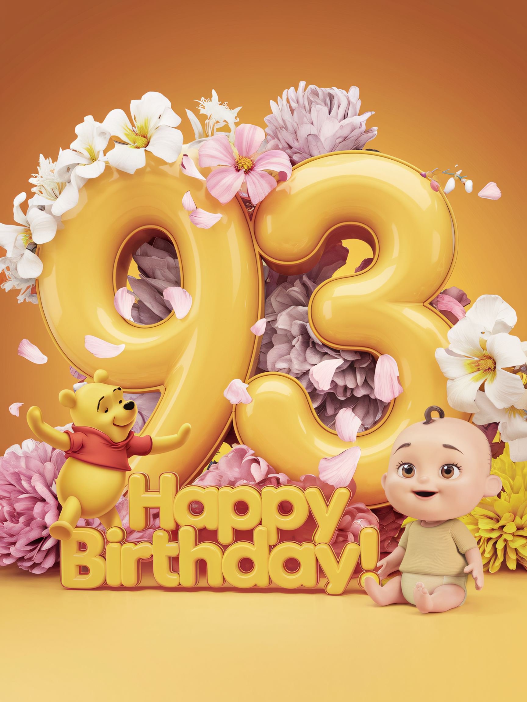 93rd Birthday Celebration with Winnie the Pooh and Baby
