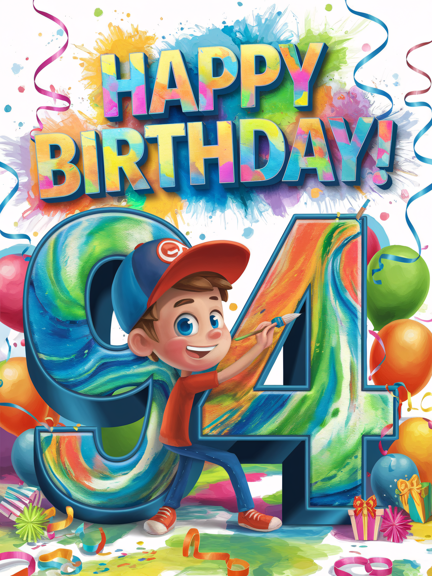 Happy 94th Birthday Boy Painting Number