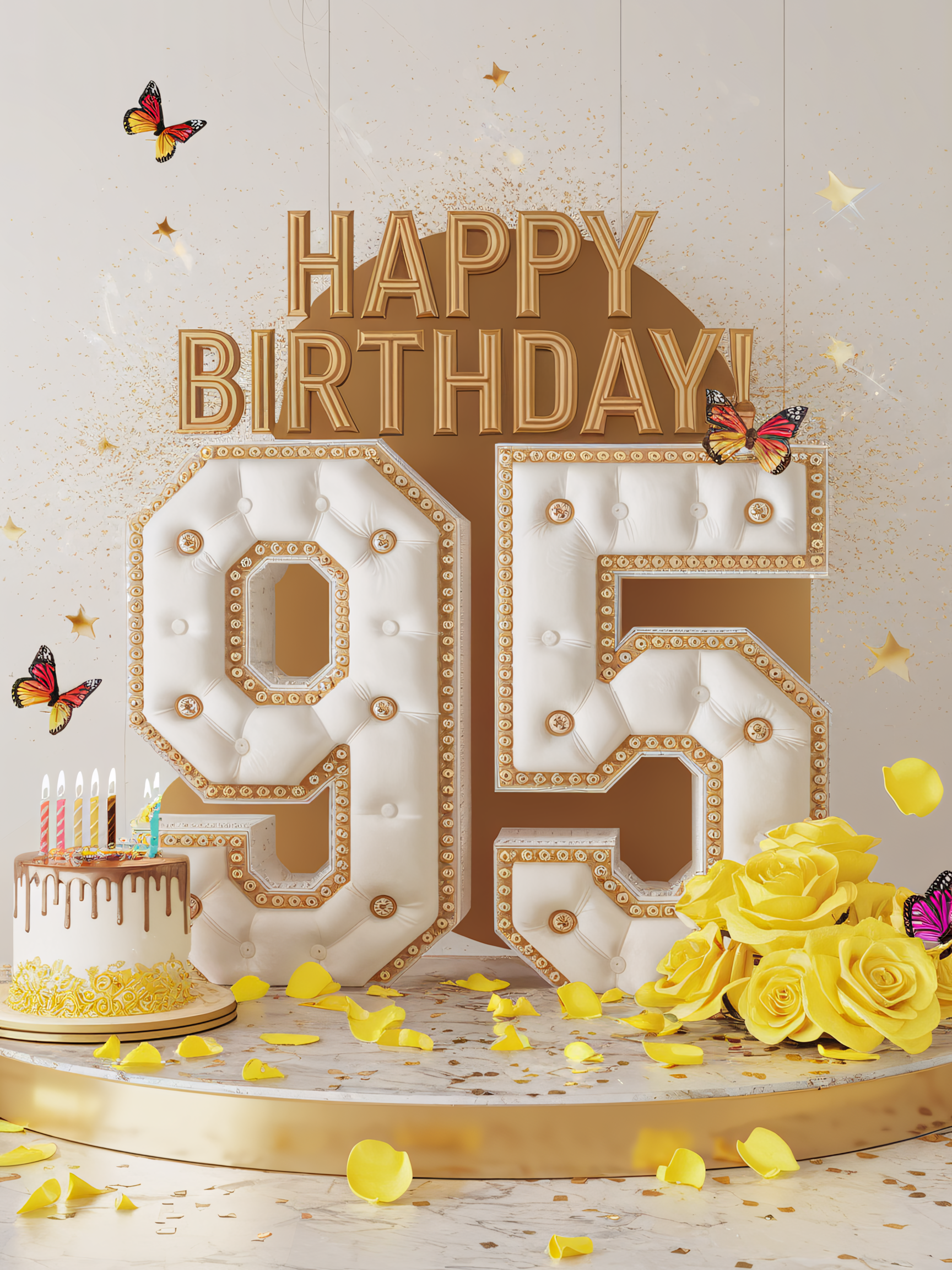 95th Birthday Celebration: Elegant Gold and White Theme