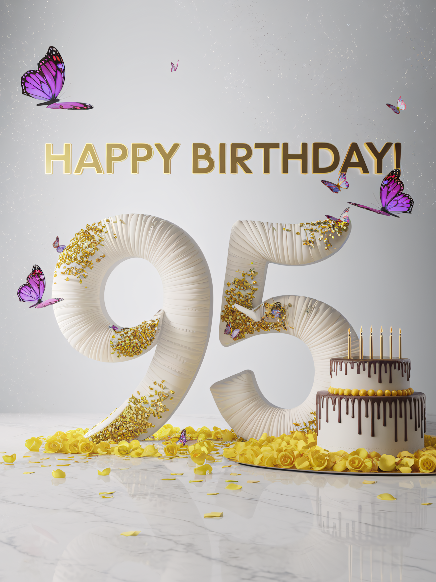 95th Birthday Celebration: Elegant Cake and Number Design