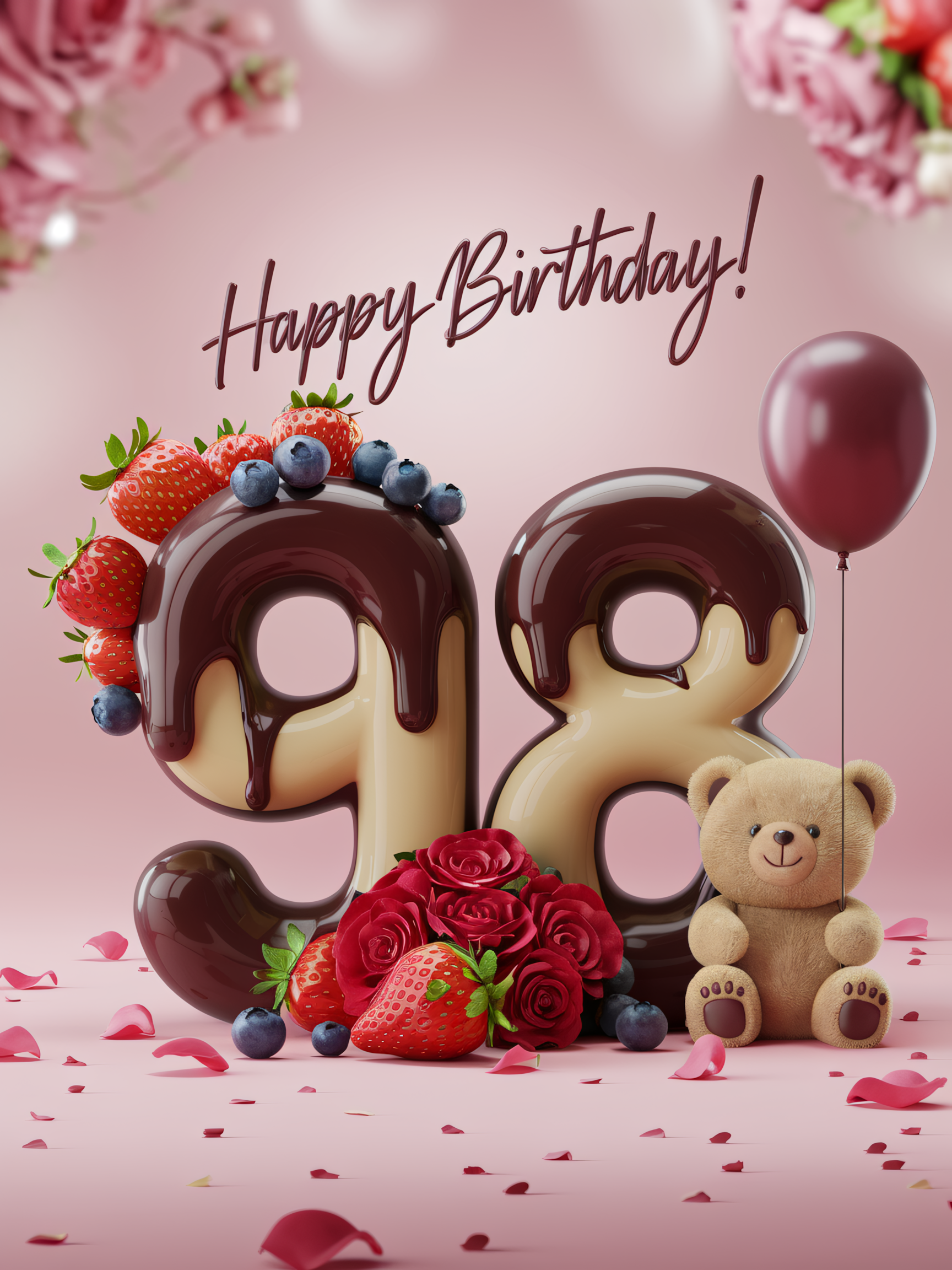 98th Birthday Chocolate Treat 3D Render