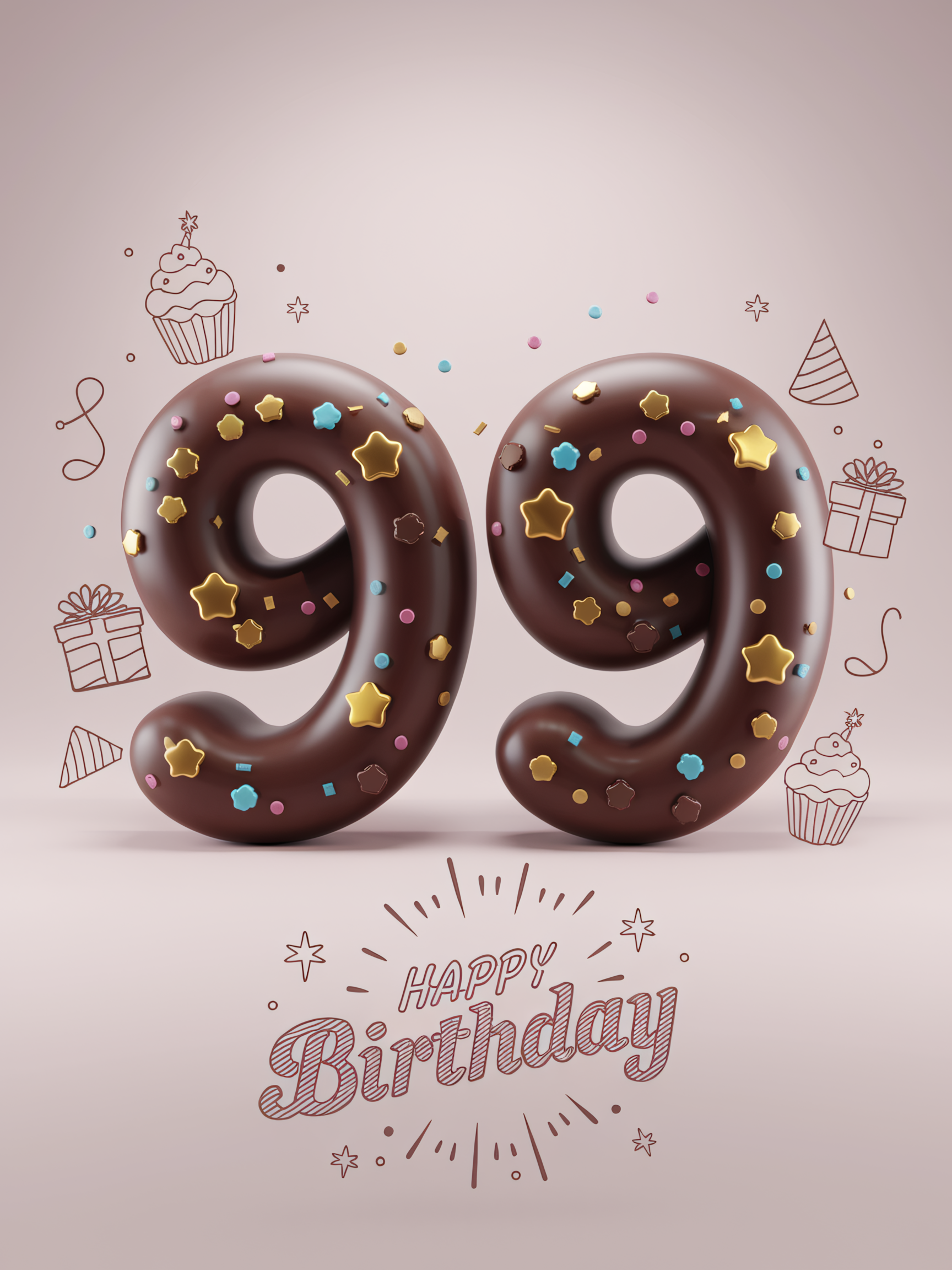 Happy 99th Birthday! Delicious Chocolate Number Cake