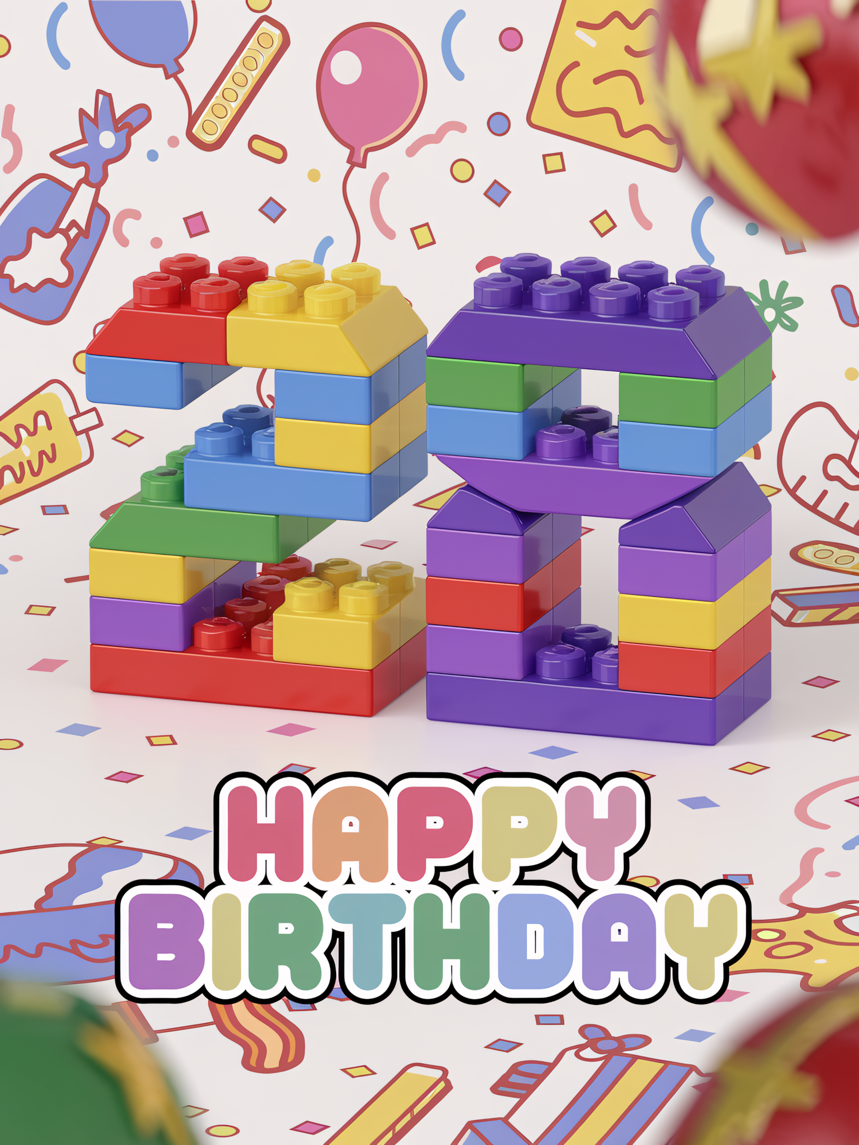 28th Birthday – Colorful Building Blocks