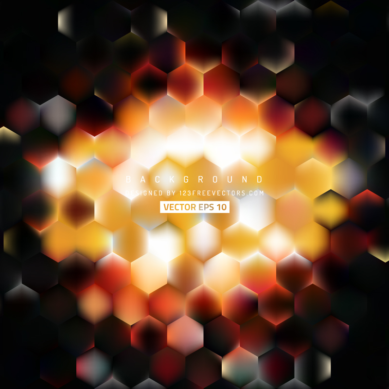 Abstract Black Orange Fire Hexagon Background Template