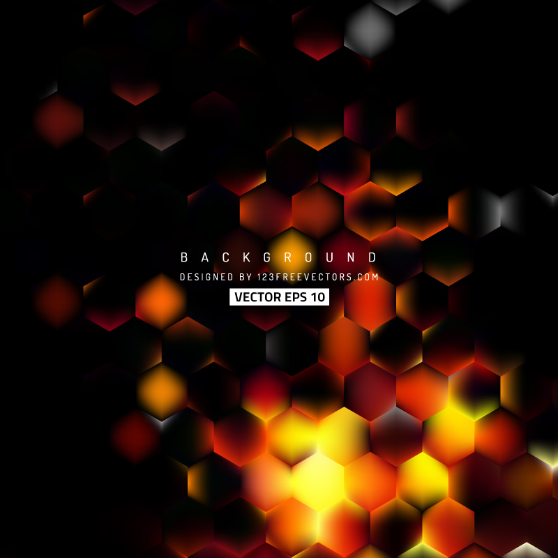 Black Orange Fire Hexagon Background Pattern