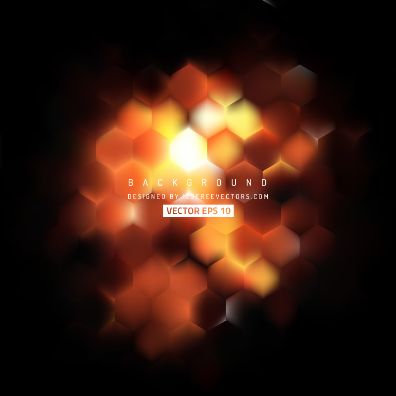 Abstract Black Orange Fire Hexagonal Background Design