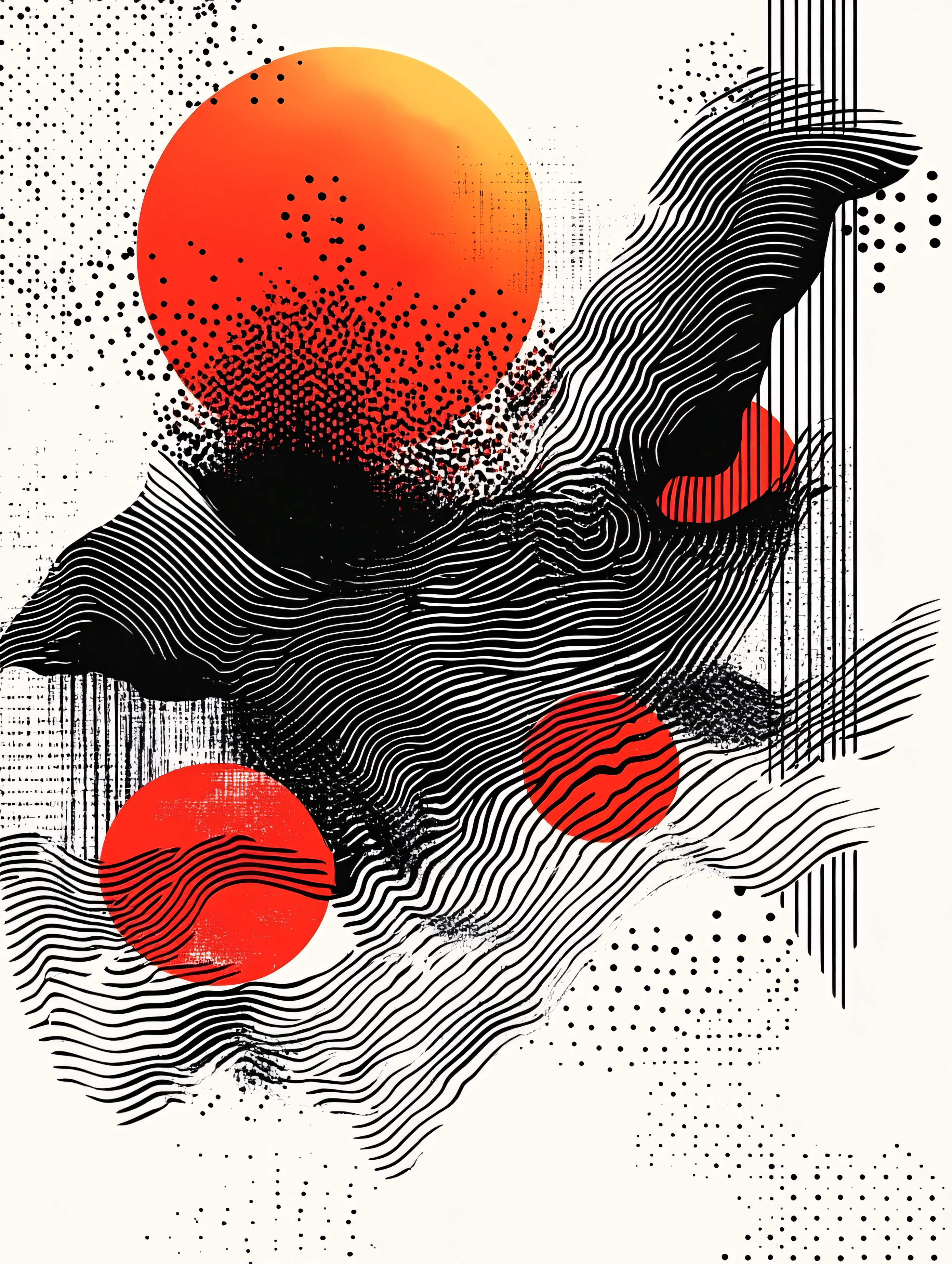 Abstract Bird With Red Circles