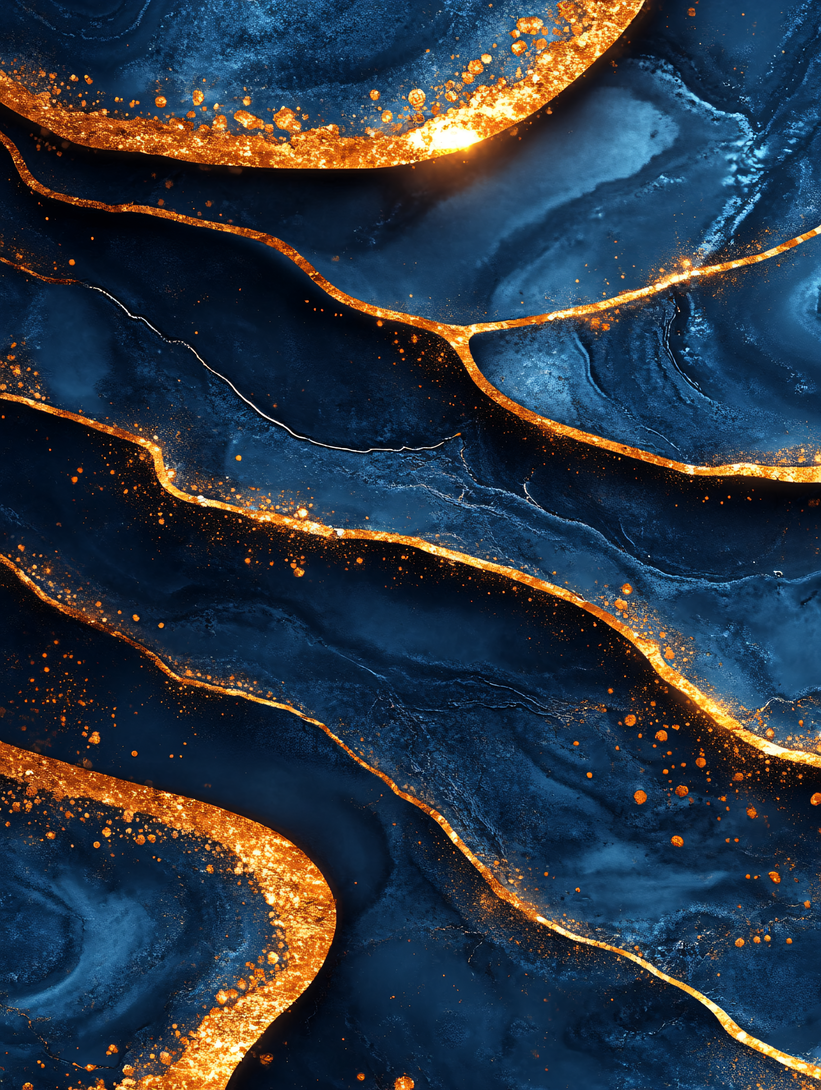 Abstract Blue and Gold Swirls