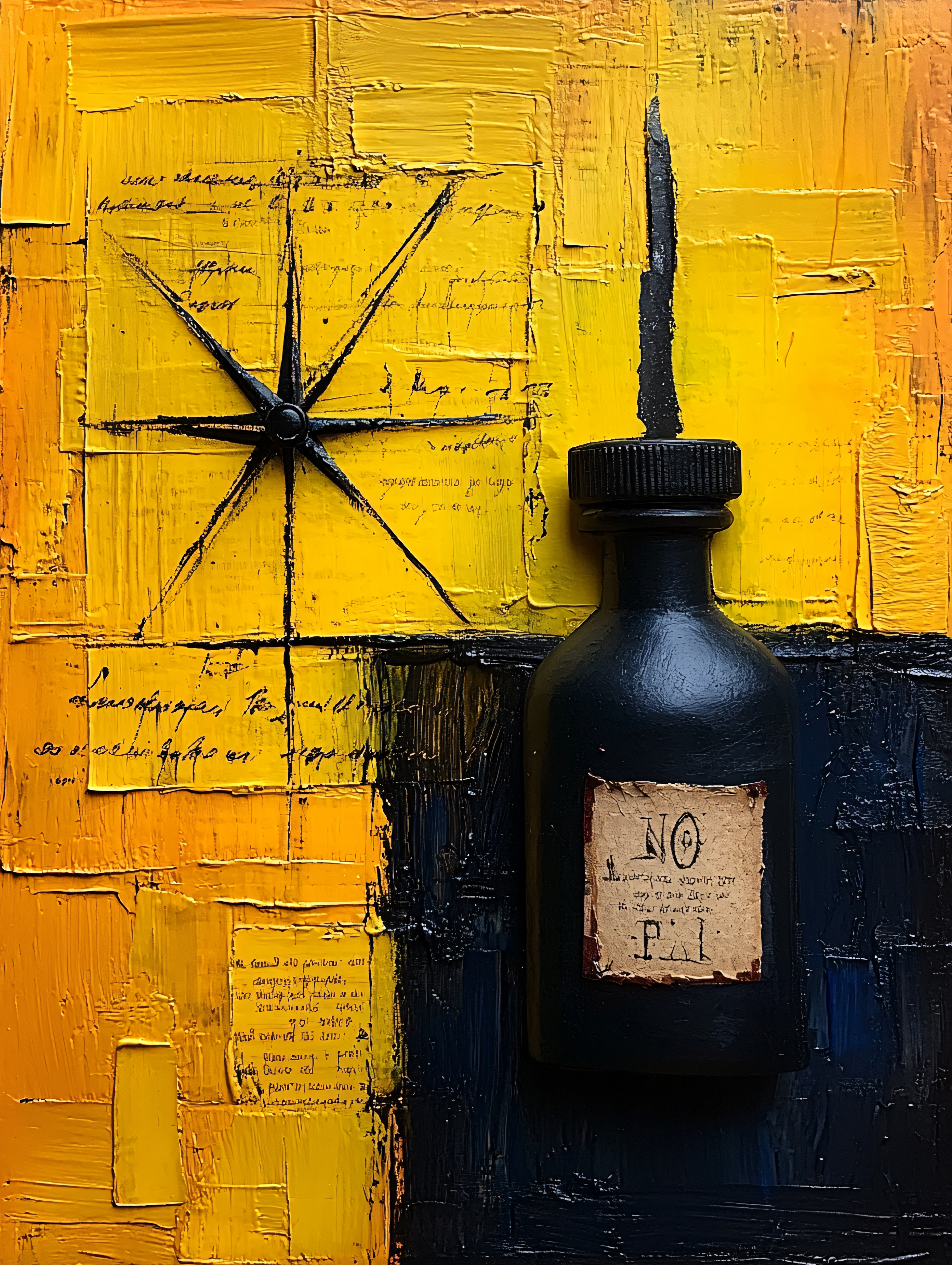 Abstract Bottle And Star Painting