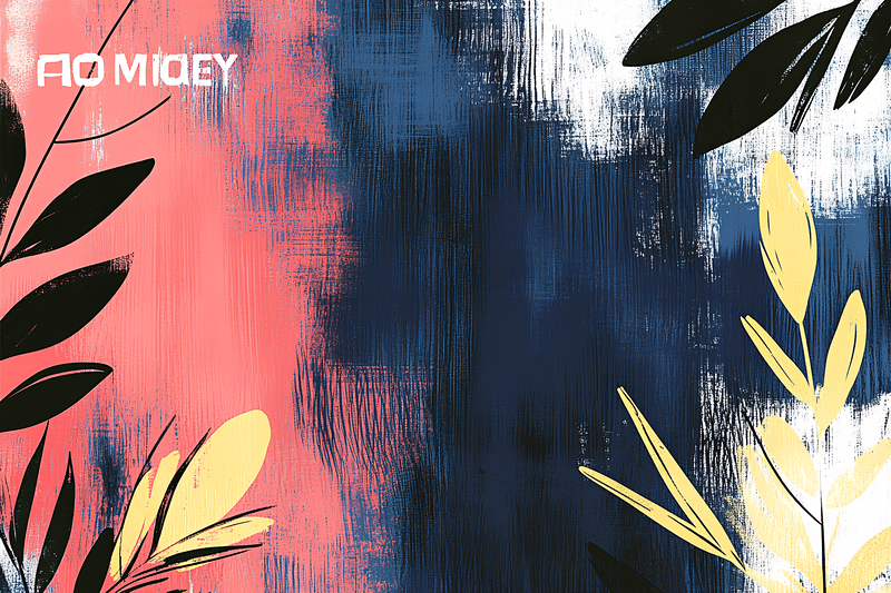Abstract Brushstrokes with Leaves