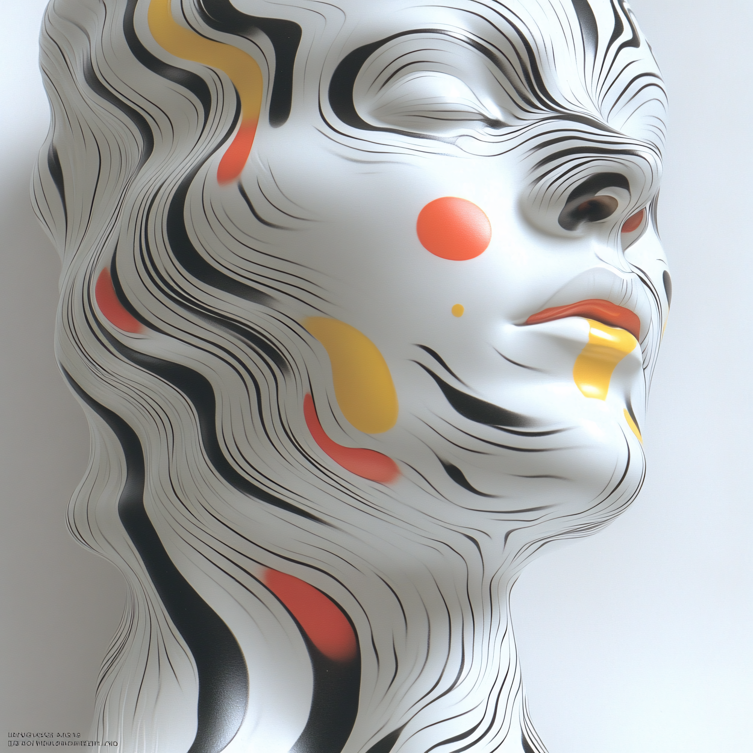 Abstract Bust with Flowing Lines and Color Accents