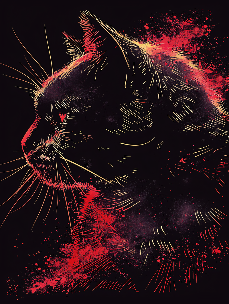 Abstract Cat Silhouette
