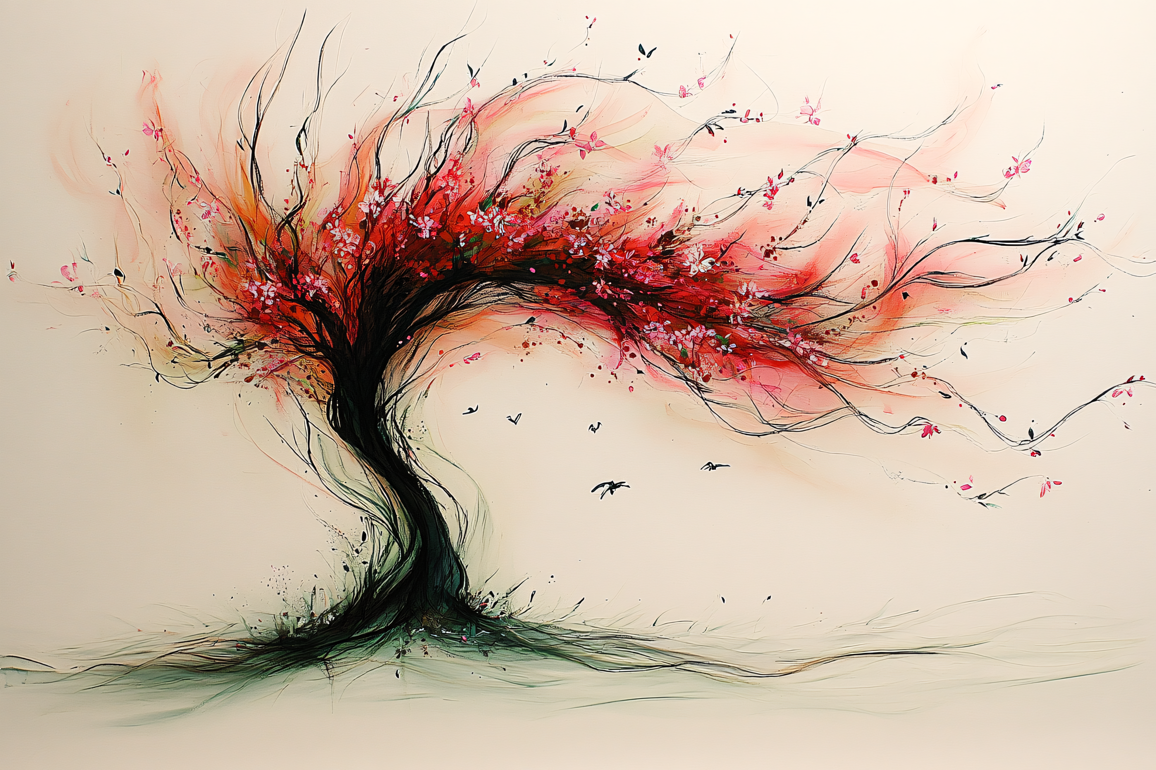 Abstract Cherry Blossom Tree