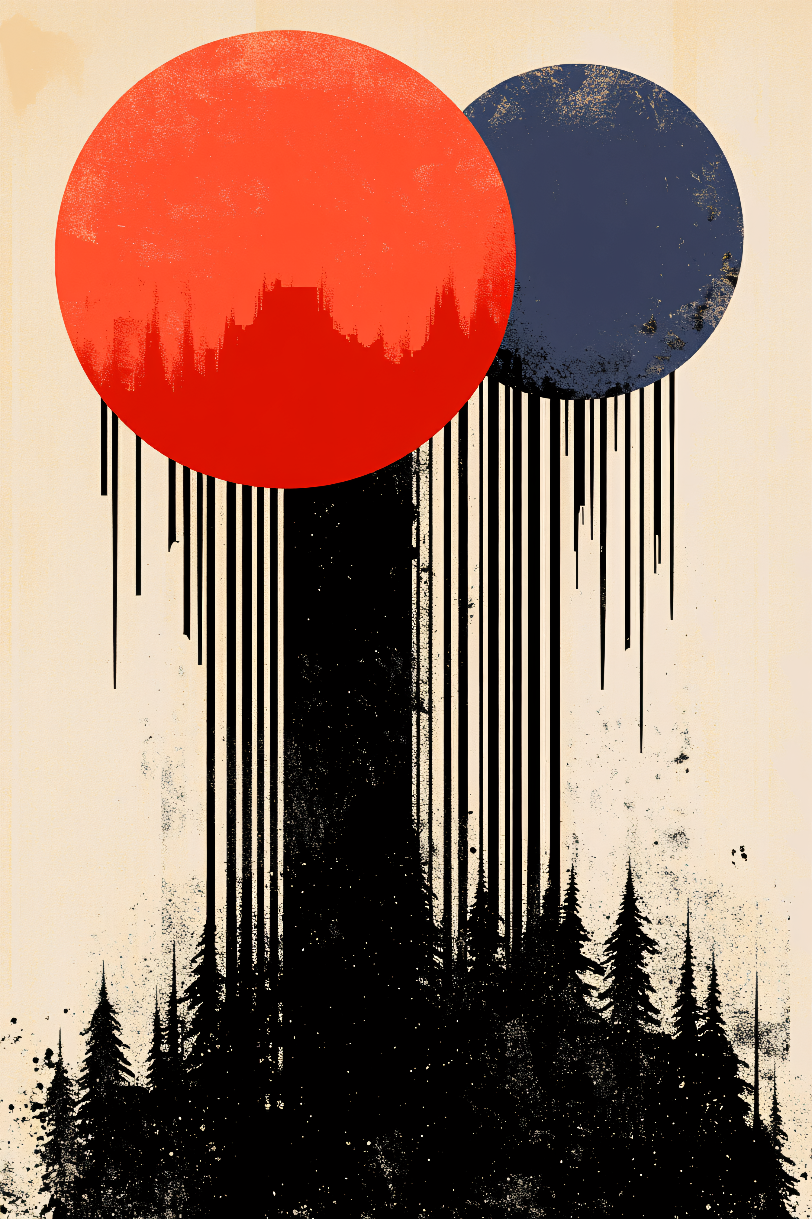 Abstract Circles and Forest Landscape