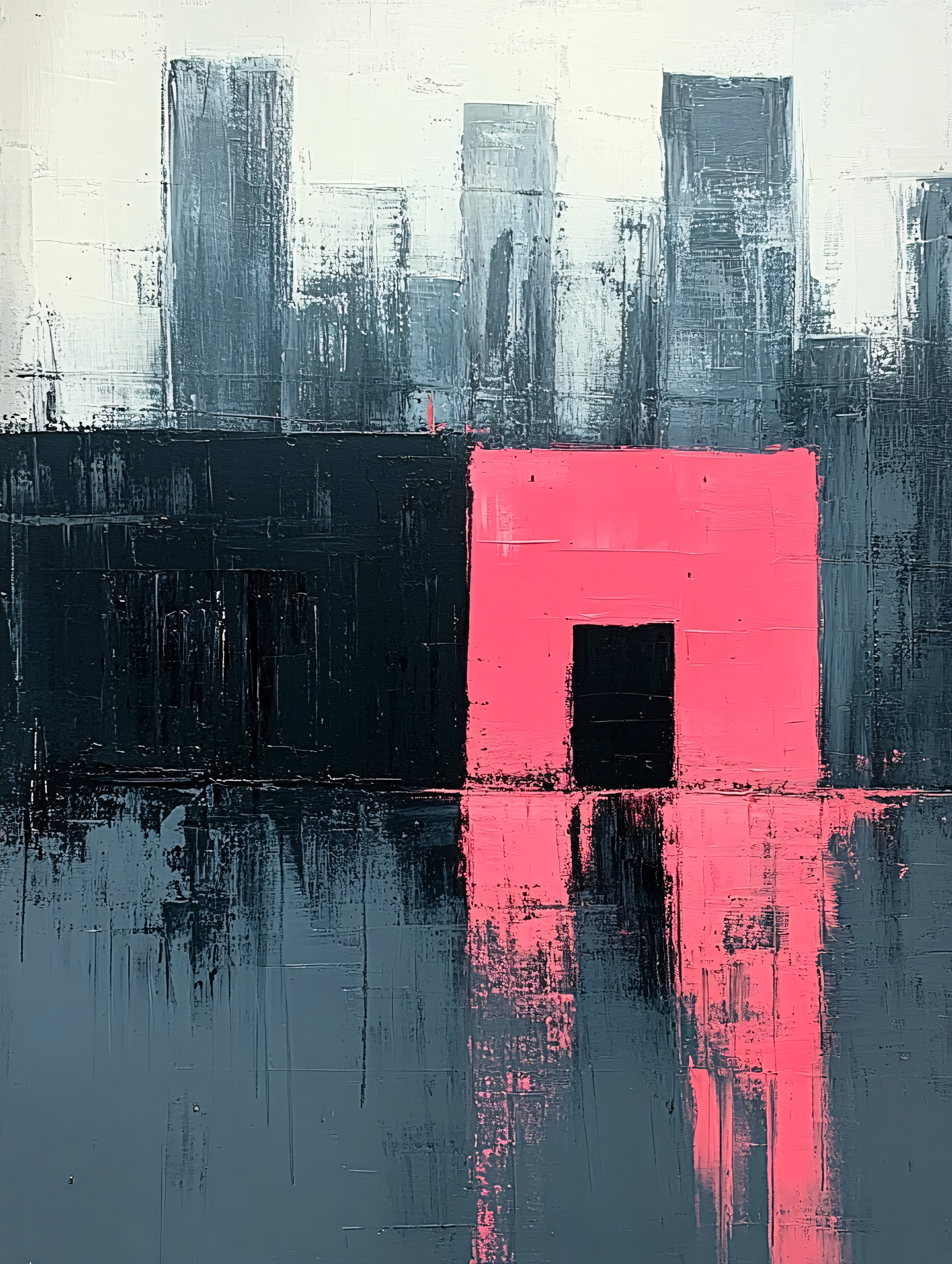 Abstract Cityscape with Pink Accent