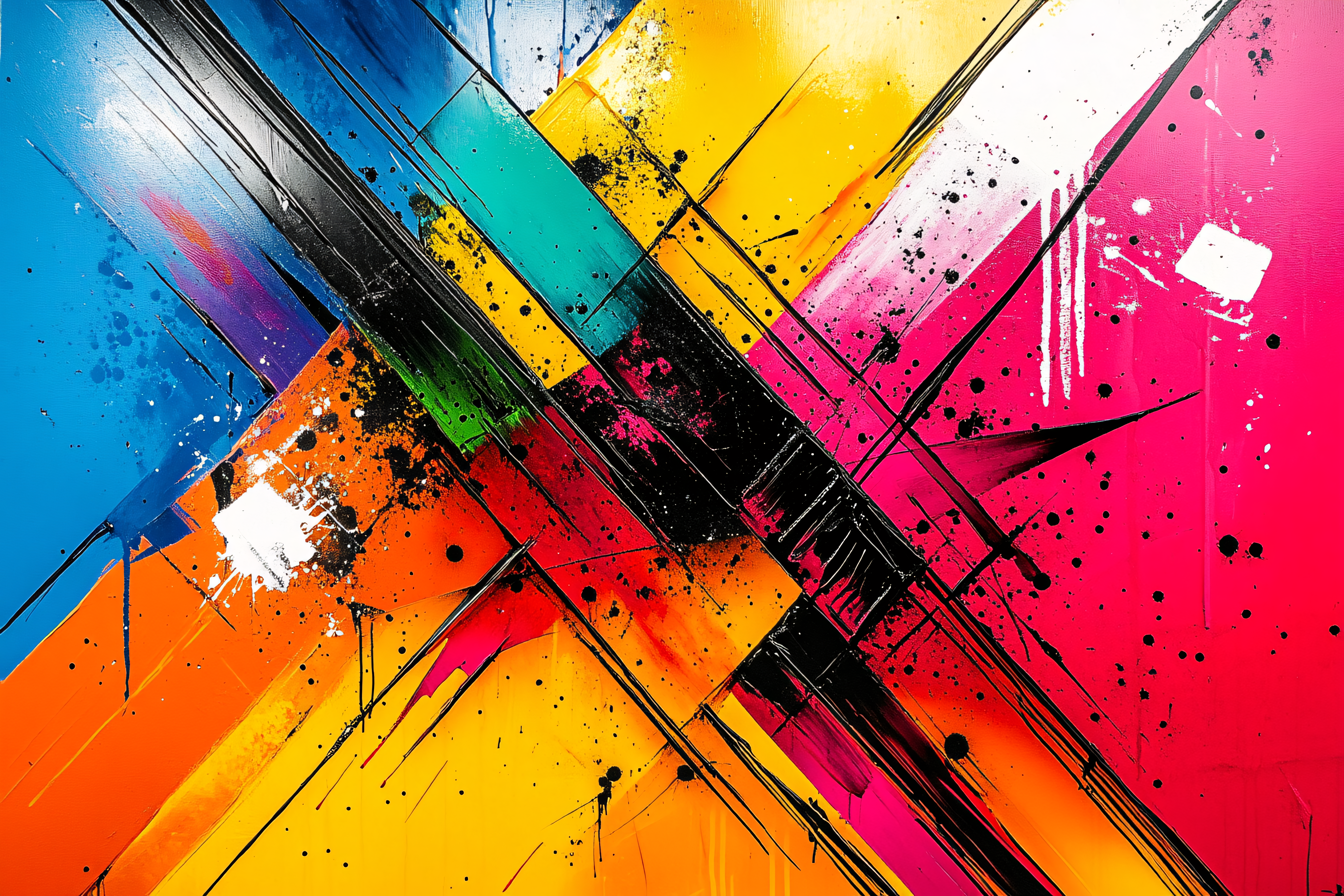 Abstract Color Burst Painting
