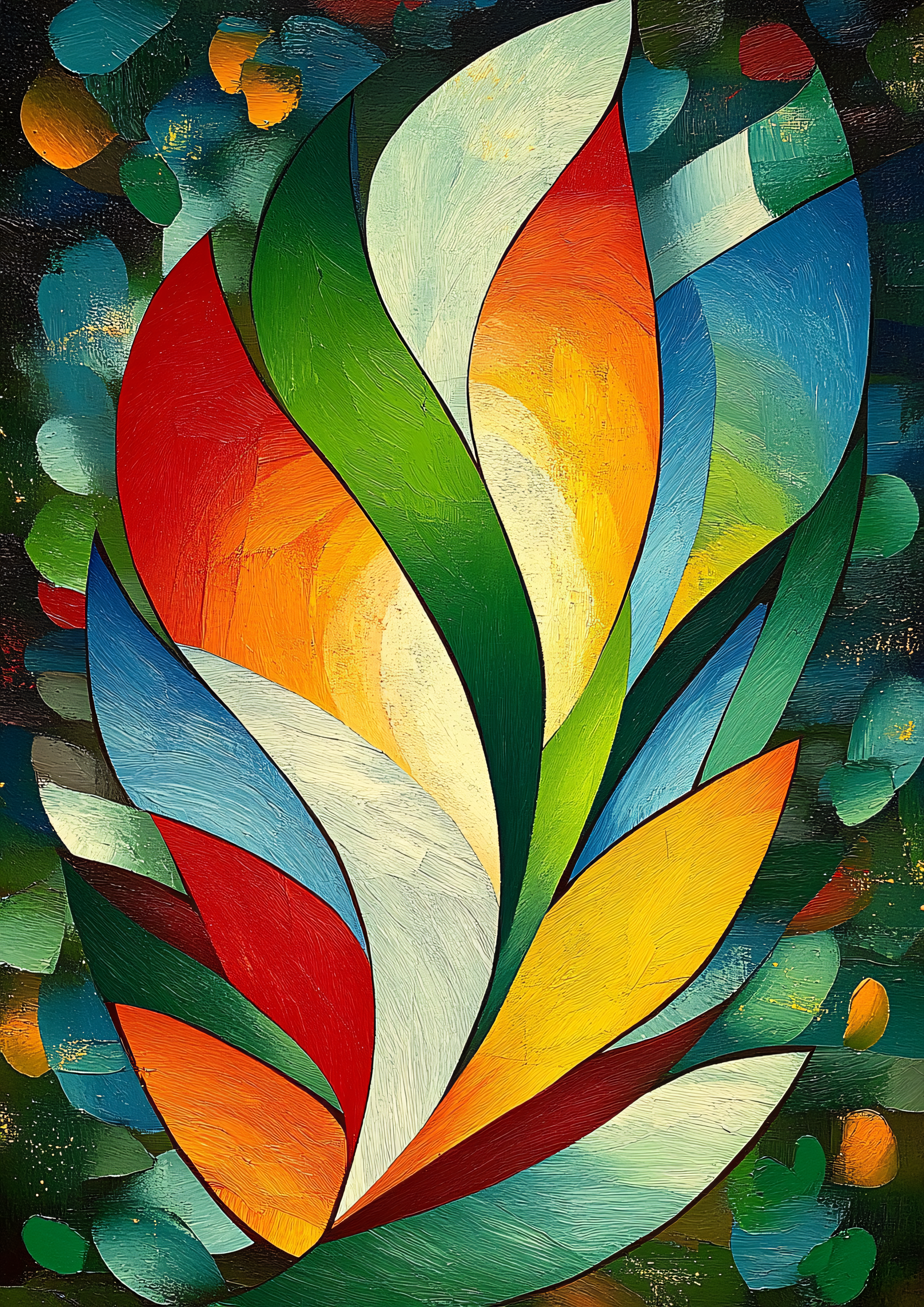 Abstract Colorful Leaf Art