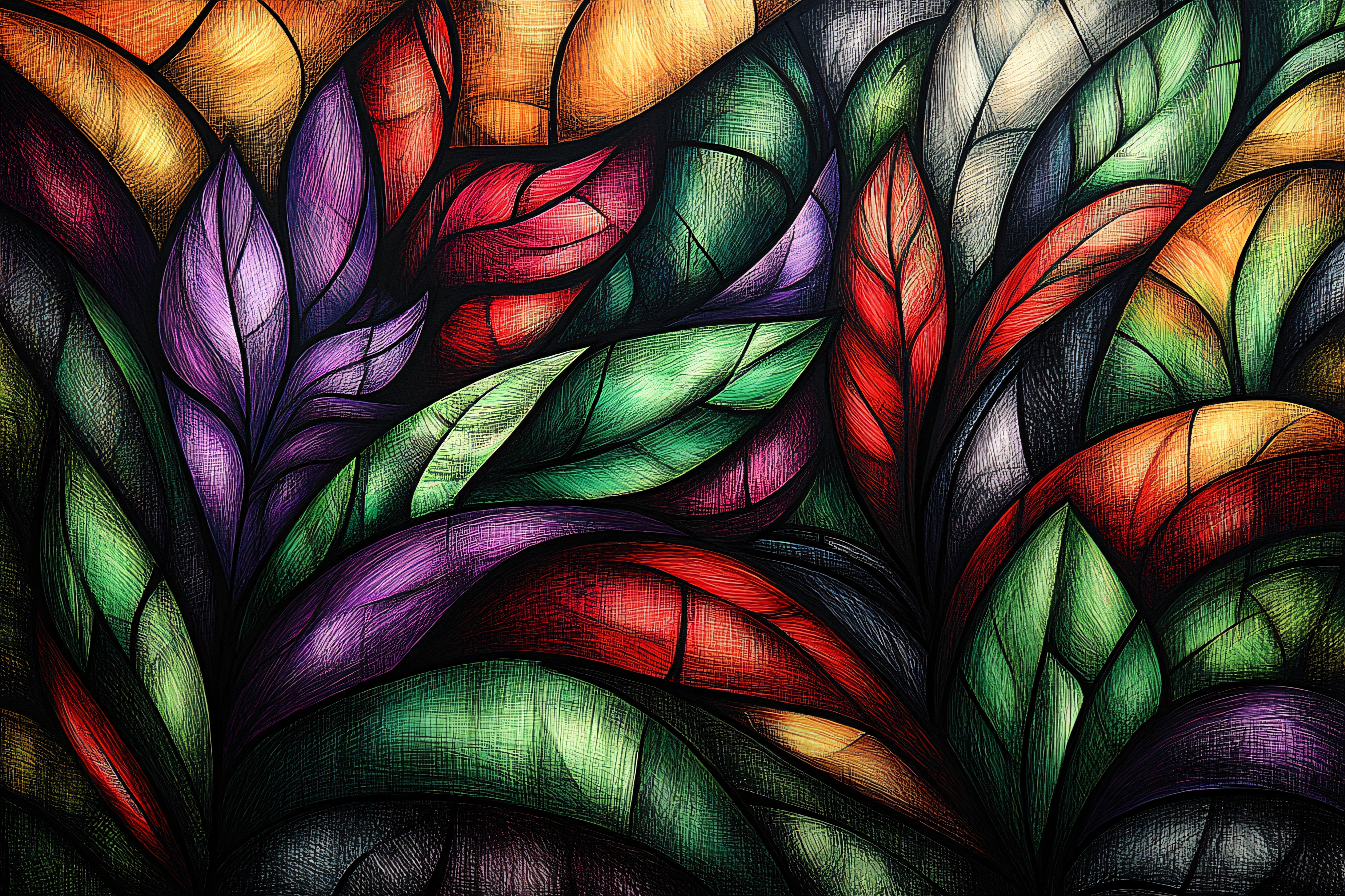 Abstract Colorful Leaves