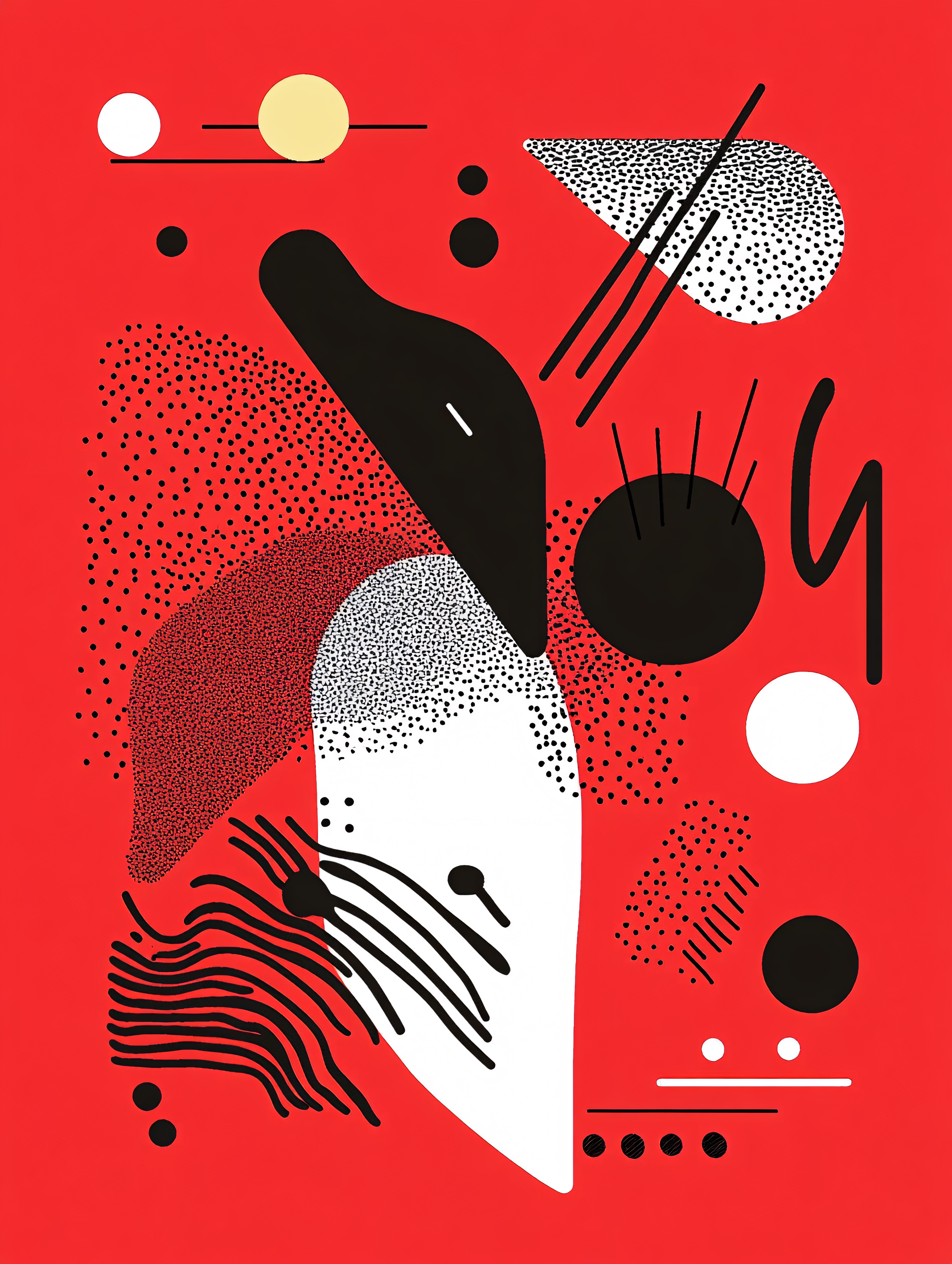 Abstract Composition With Geometric And Organic Shapes