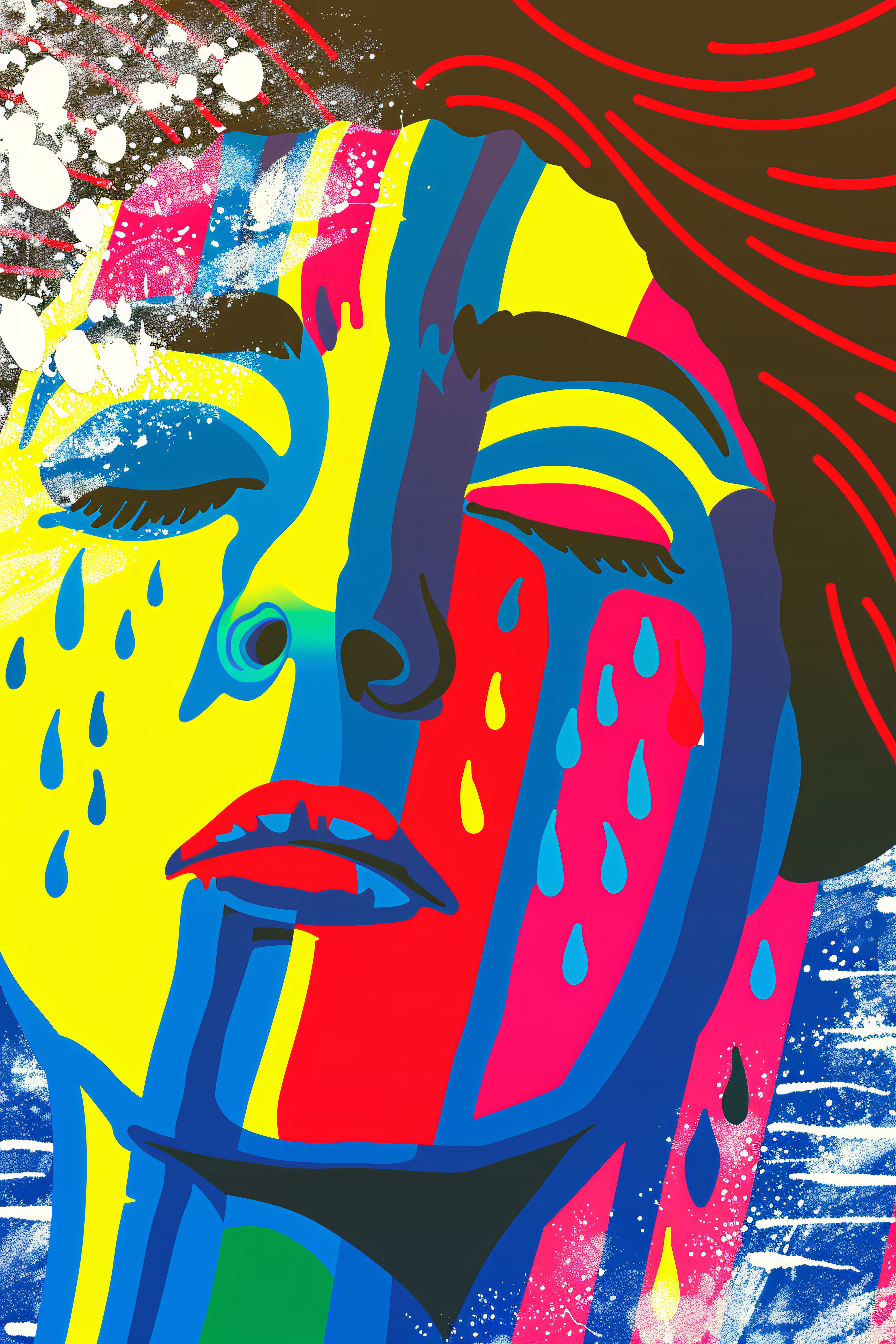 Abstract Crying Woman Portrait