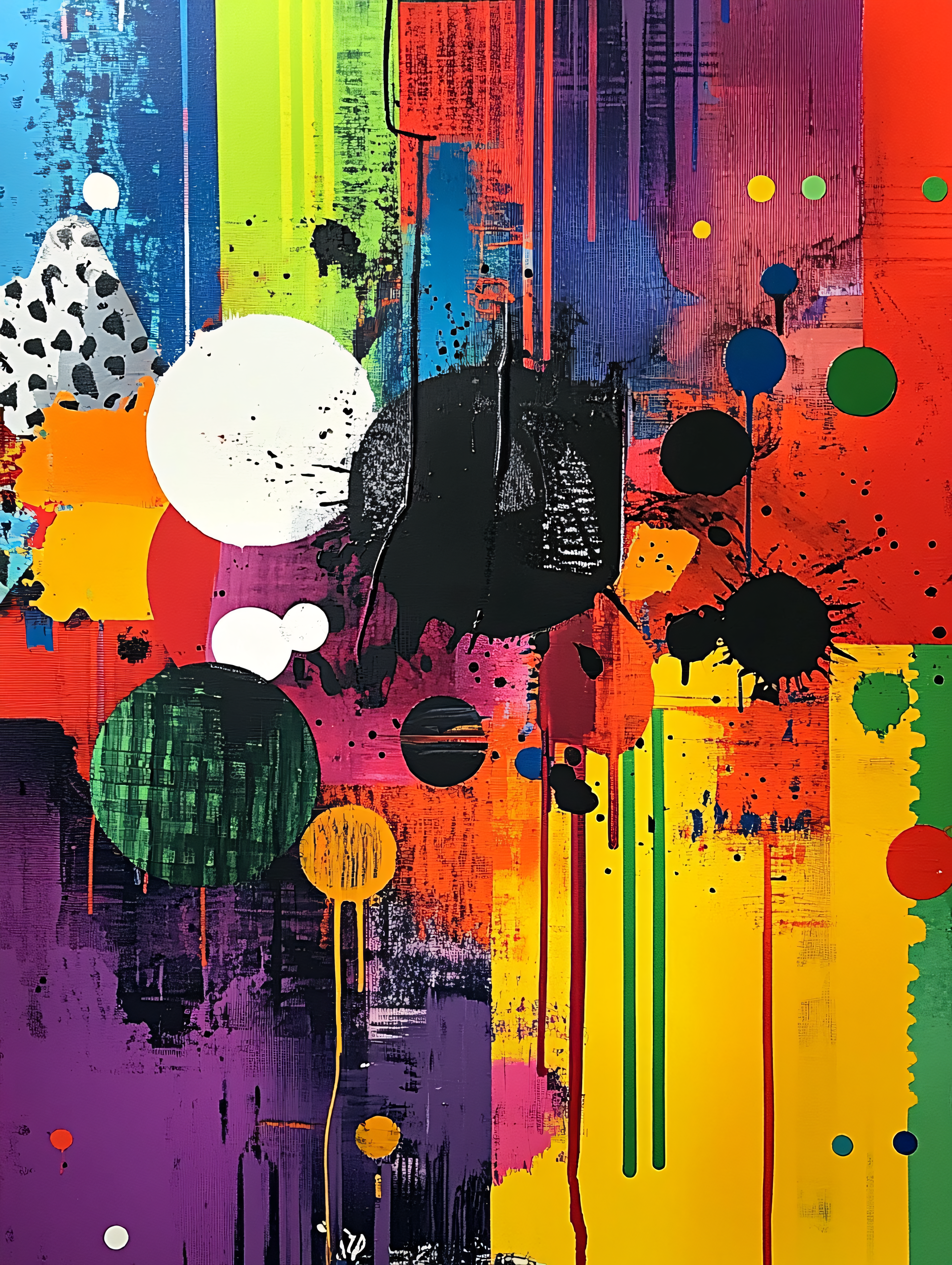 Abstract Drip Painting With Circles