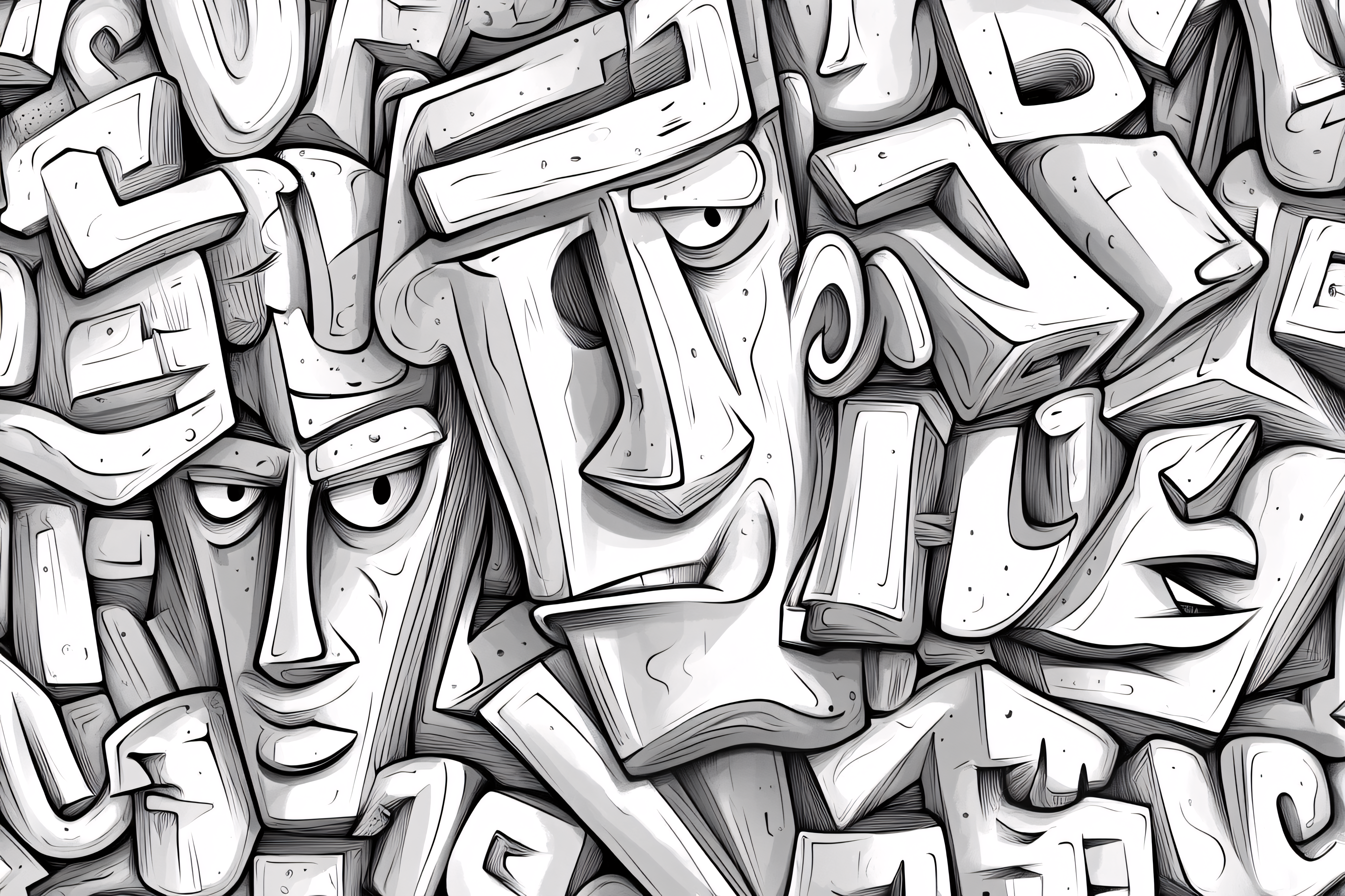 Abstract Face Graffiti Characters