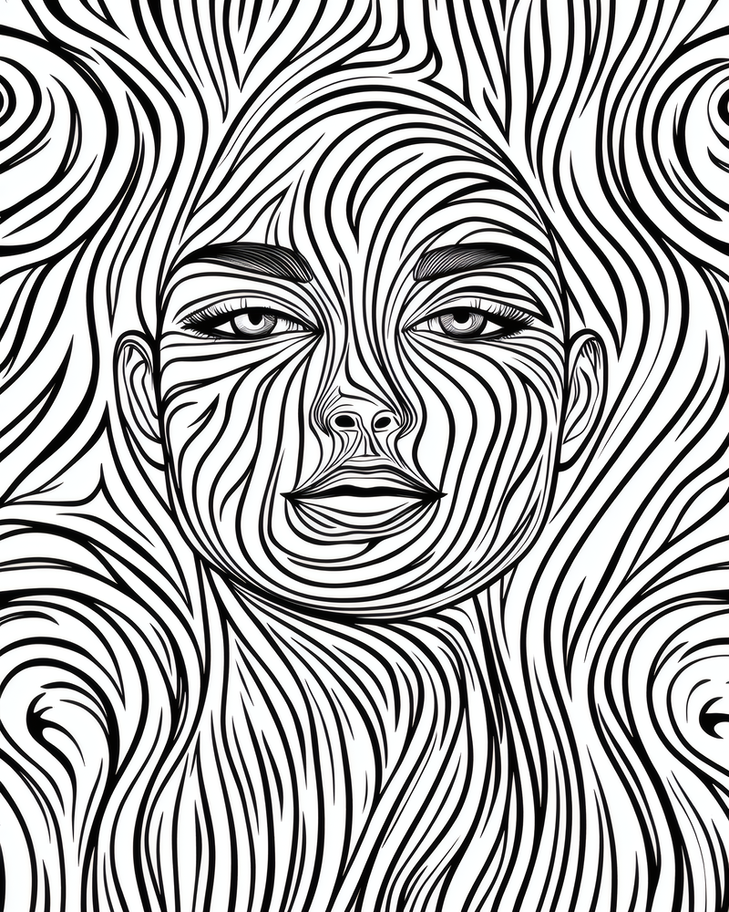 Abstract Face with Flowing Lines