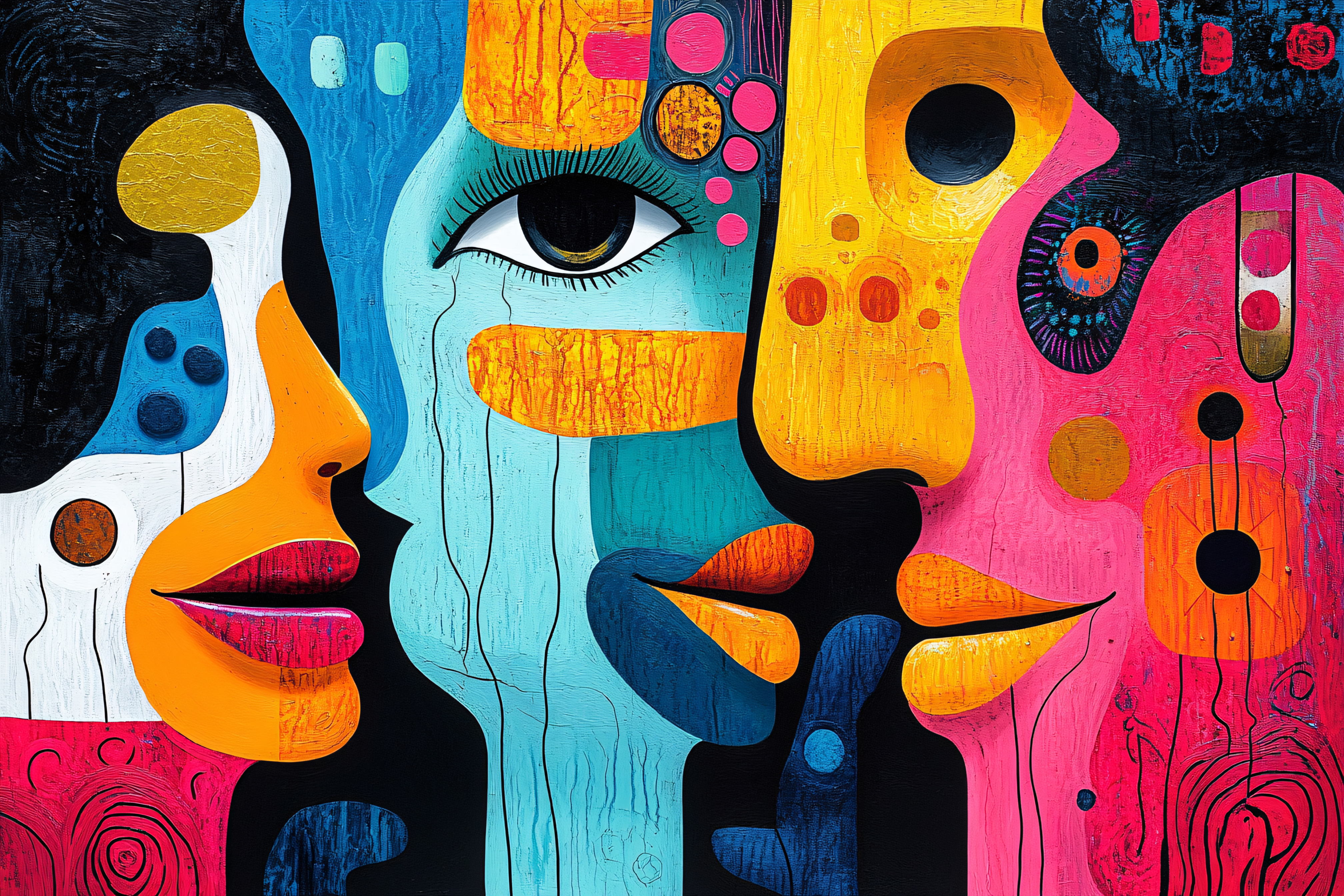 Abstract Faces in Vivid Colors