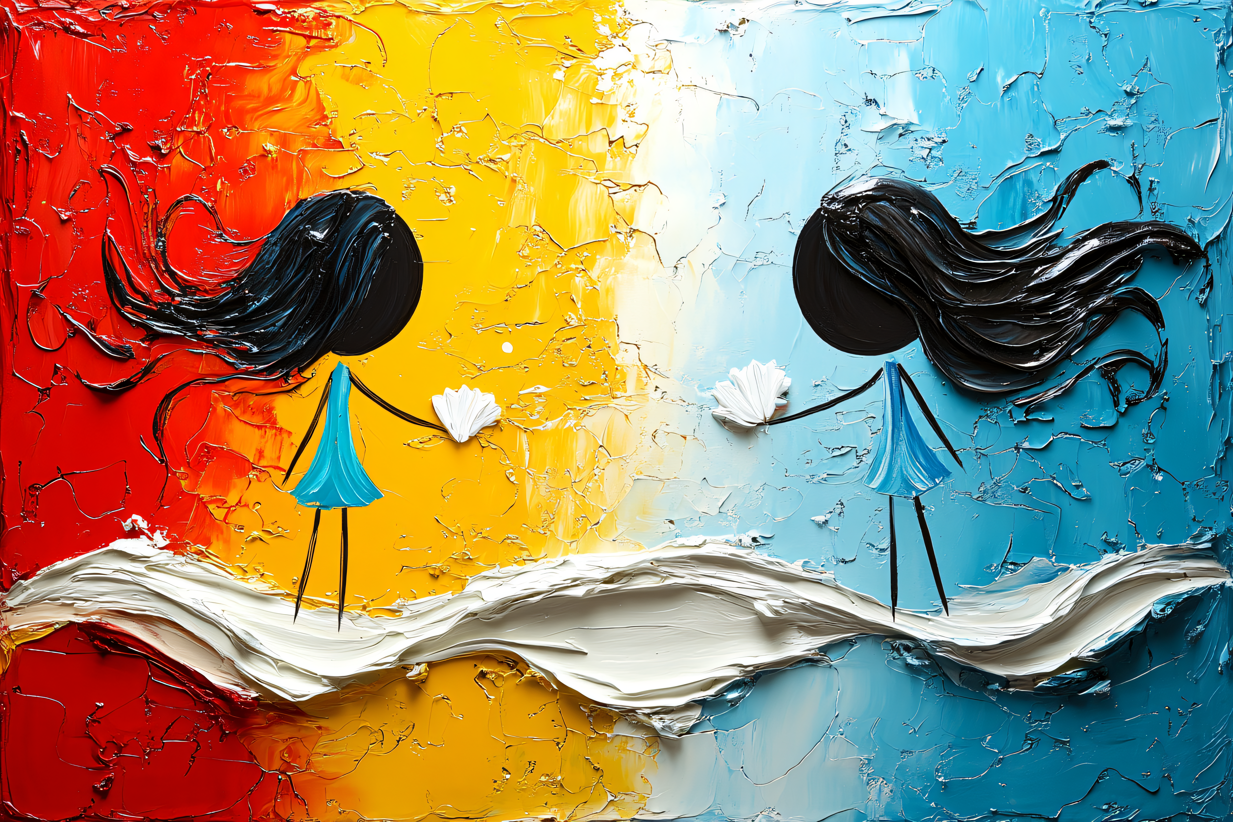 Abstract Figurative Oil Painting of Two Figures